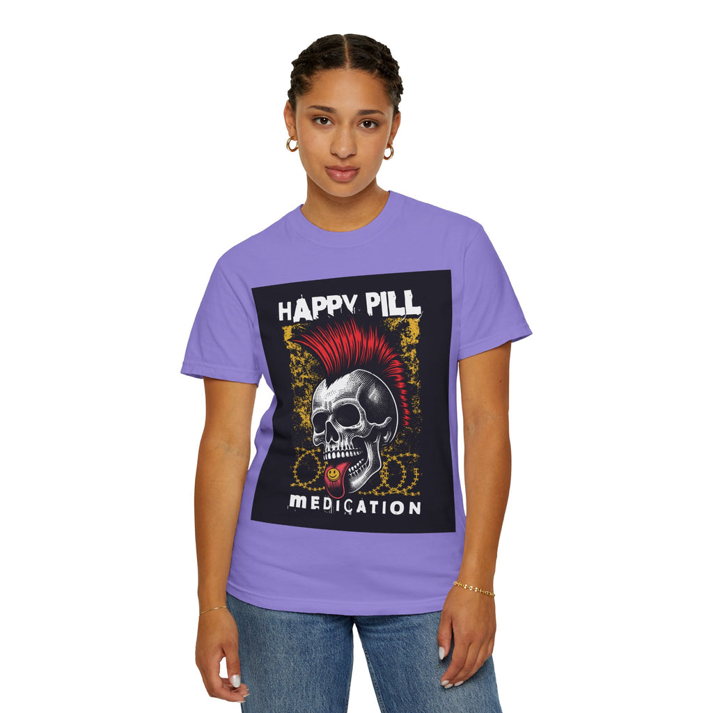 Happy Pill Punk Skull T-Shirt — 'Happy Pill Medication' Graphic Tee