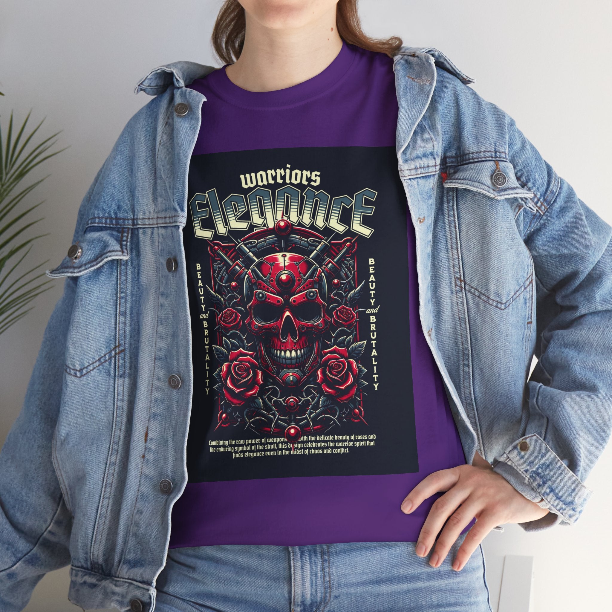 Warriors Electric Skull T‑Shirt — Red Skull & Roses Rock Graphic Tee