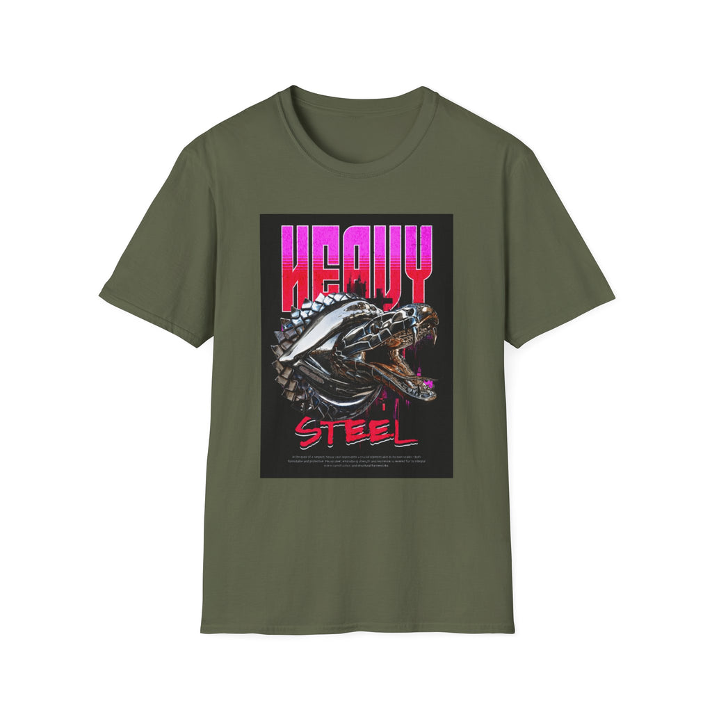 Heavy Steel T-Shirt — Retro Motorcycle Skull Graphic Tee