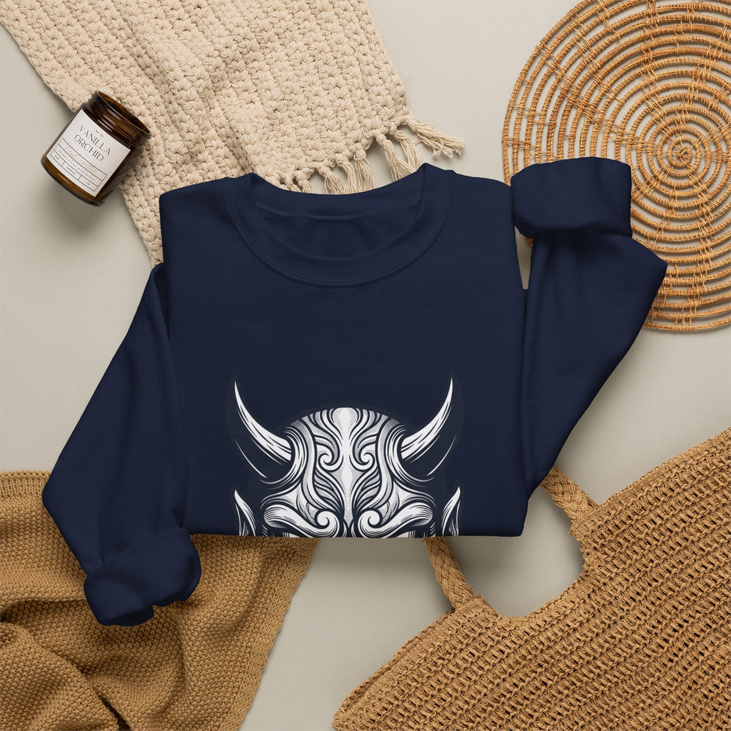 Hannya Mask Crewneck Sweatshirt | Traditional Tattoo-Inspired, Flash-Style