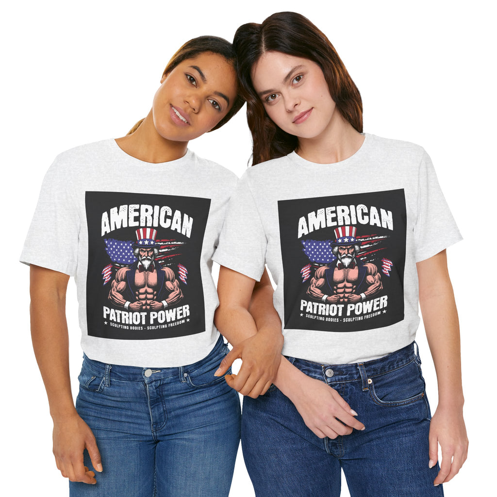 Patriot Power T-Shirt — American Flag Uncle Sam Muscle Graphic Tee