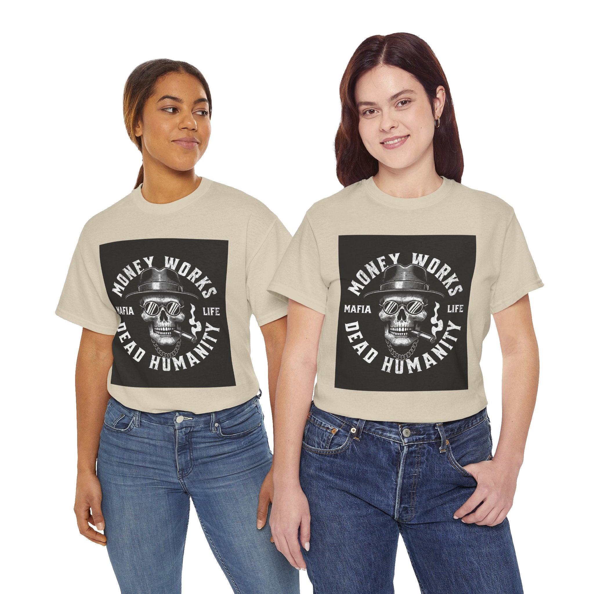 Money Works Dead Humanity Skull Tee