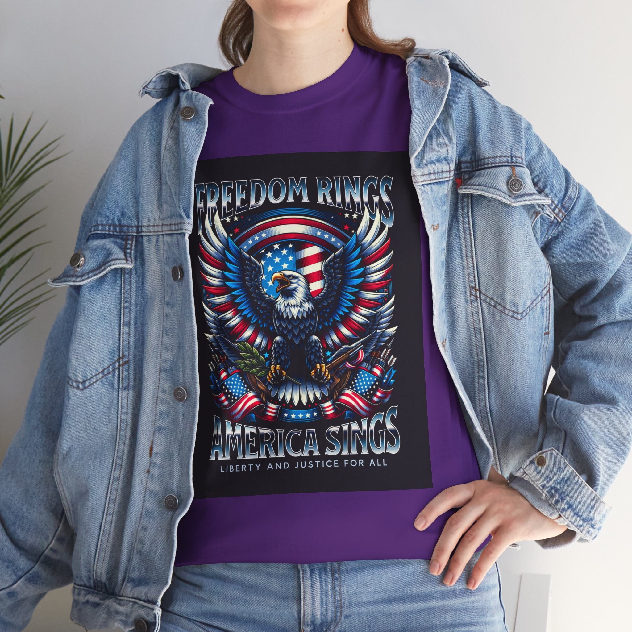 Eagle & American Flag Tee — "Freedom Rings, America Sings" Patriotic T-Shirt
