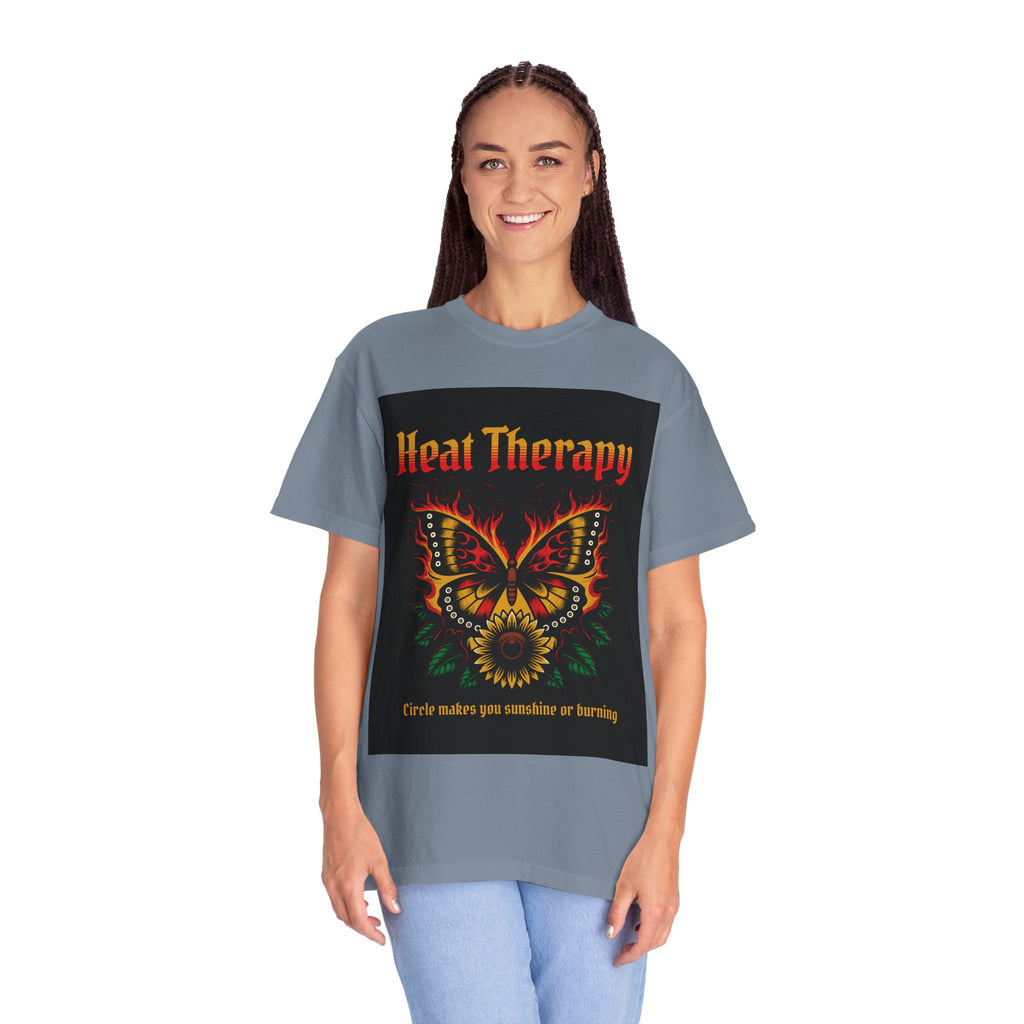 Heat Therapy Butterfly T-Shirt — Retro Floral Sunflower Design