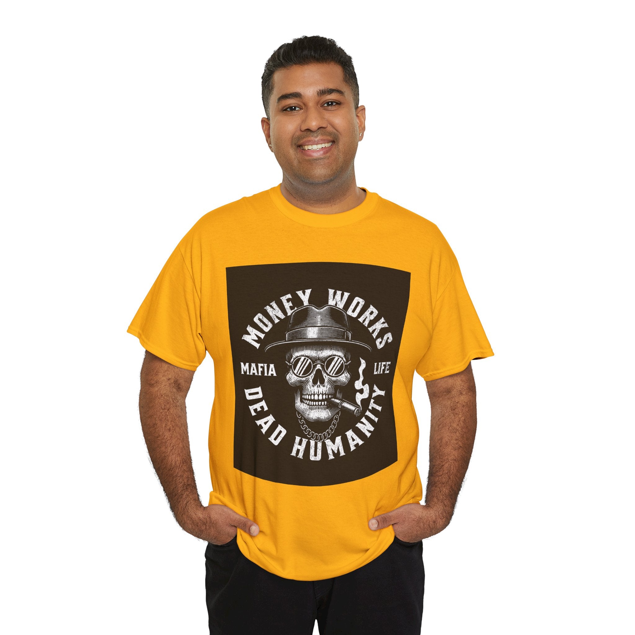 Money Works Dead Humanity Skull Tee