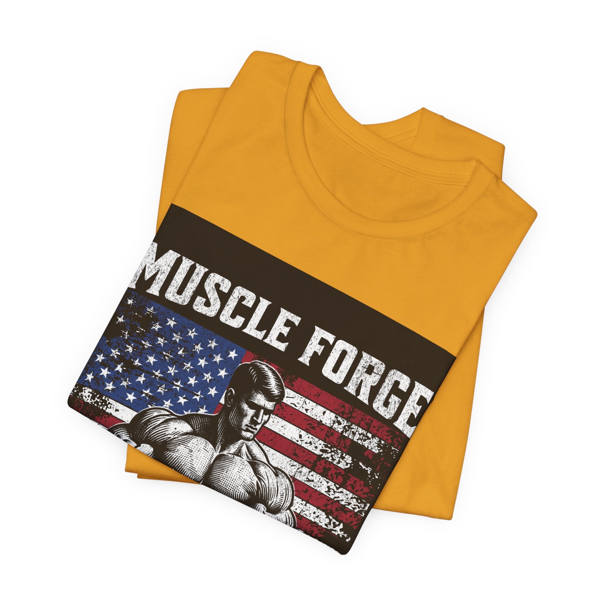Muscle Forge American Flag Gym Tee — "Sculpt Your Legacy" Fitness T-Shirt