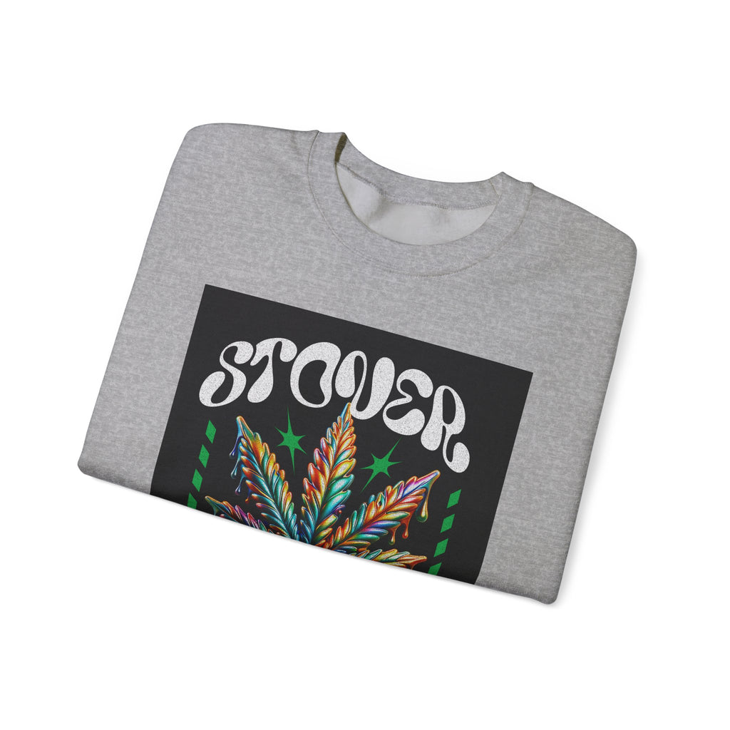 Sweatshirt — Stoner 'Grow Your Own Serenity' Colorful Cannabis Leaf Crewneck