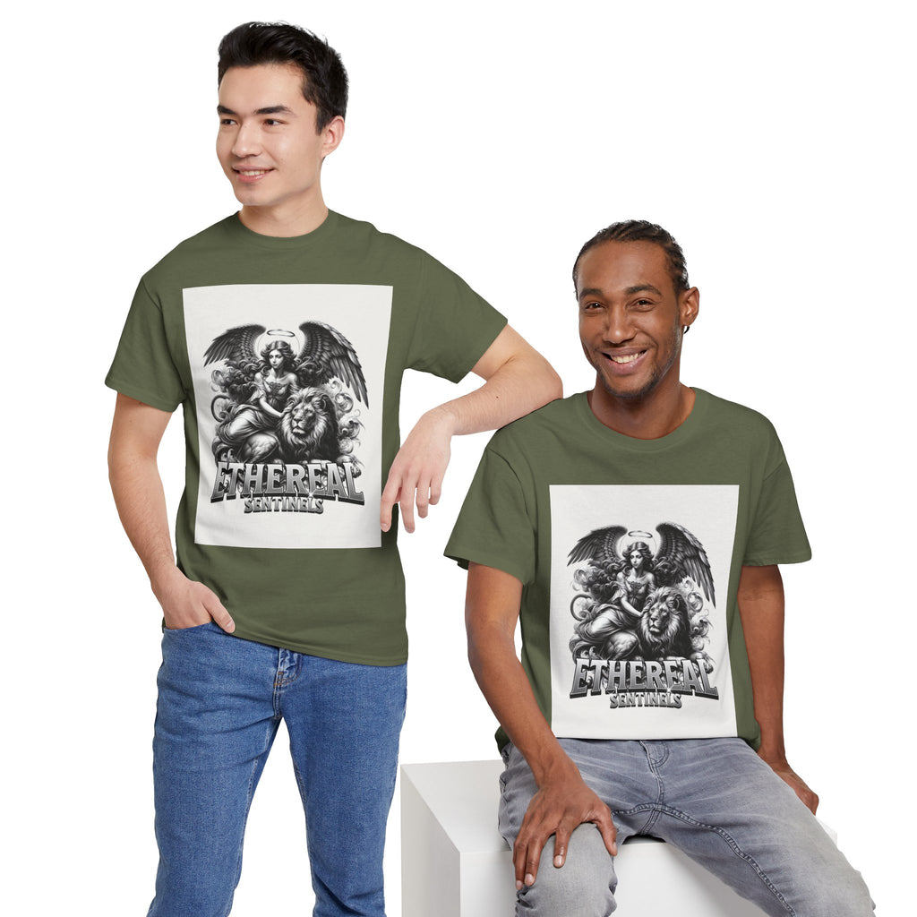 Angel & Lion Graphic Tee — "Ethereal" Vintage Gothic Streetwear