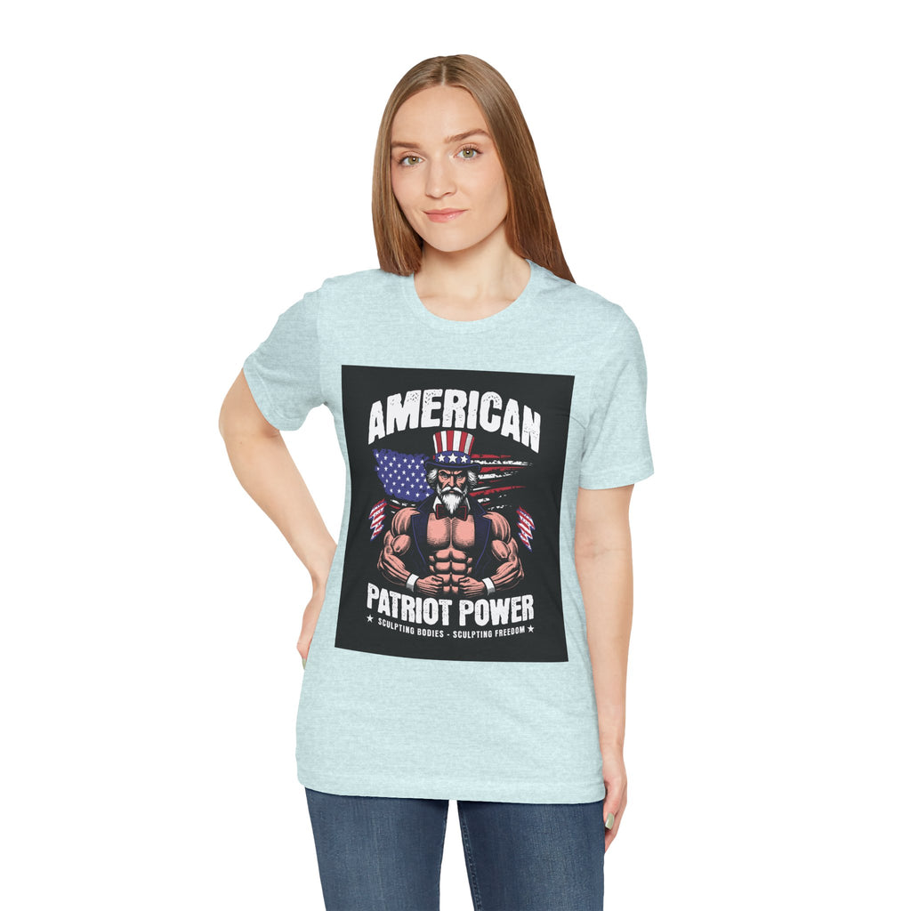 Patriot Power T-Shirt — American Flag Uncle Sam Muscle Graphic Tee