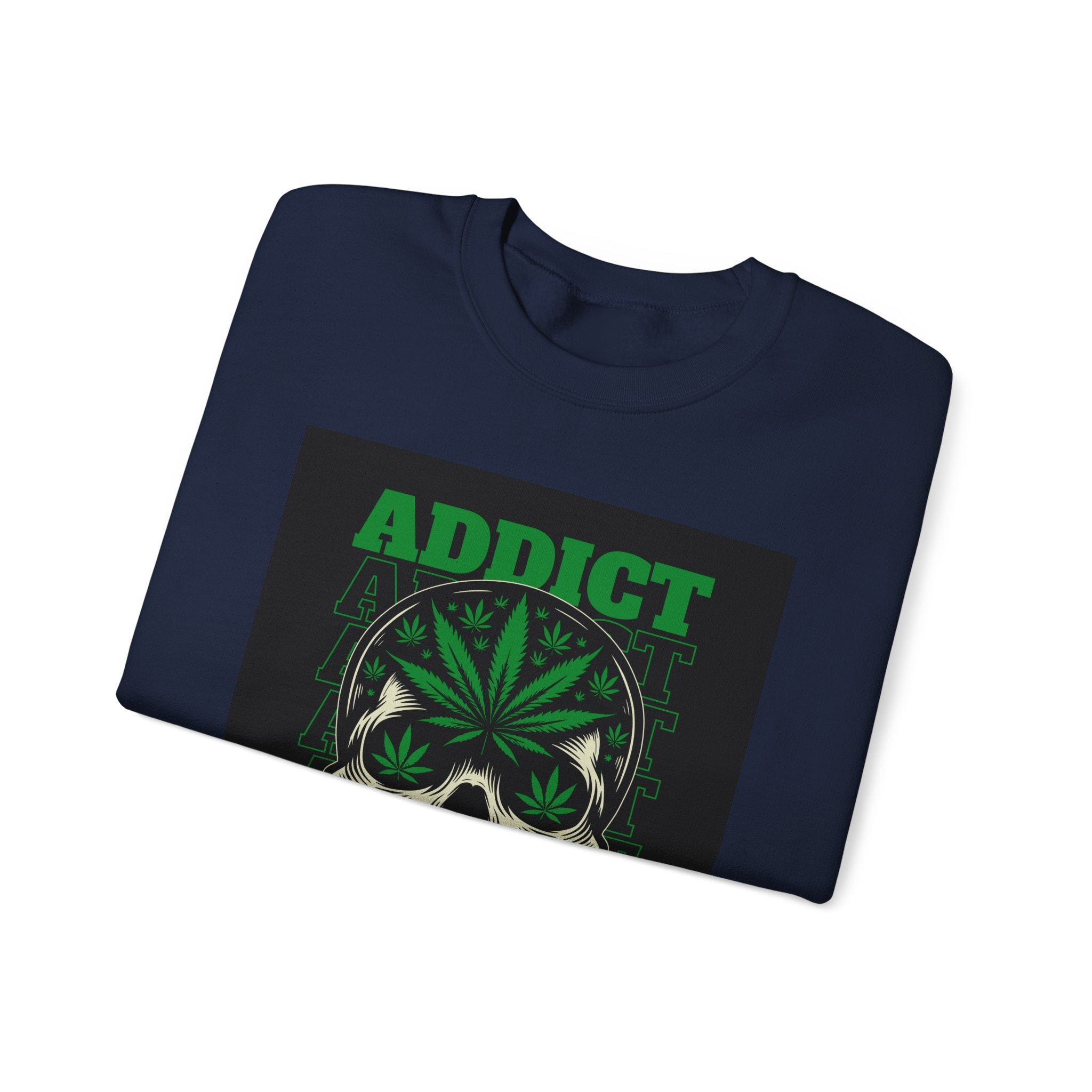 Skull & Cannabis 'Addict' Crewneck Sweatshirt — Conquer Your High Graphic Sweatshirt