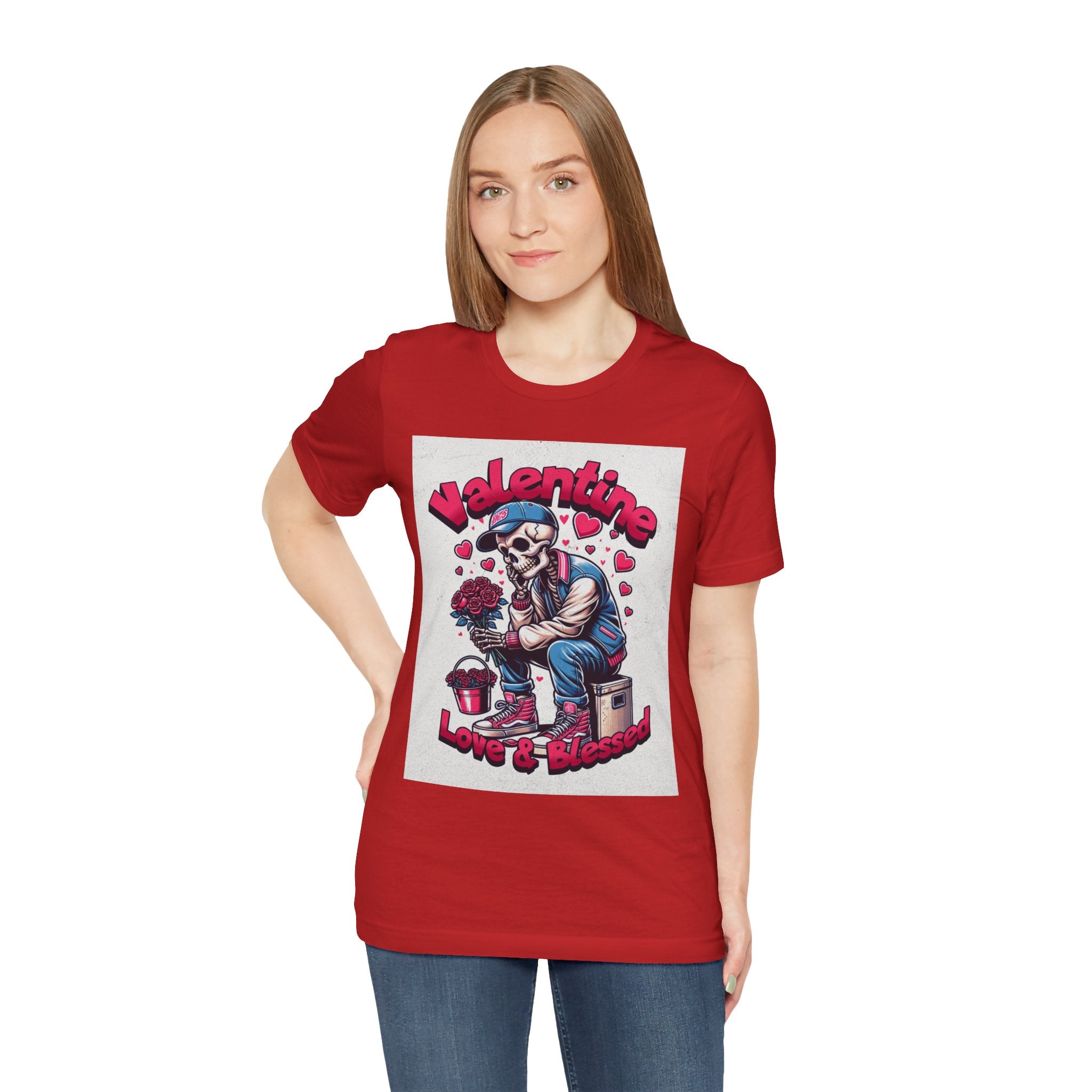 Valentine Skull T-Shirt – "Love & Blessed" Gothic Valentine Tee