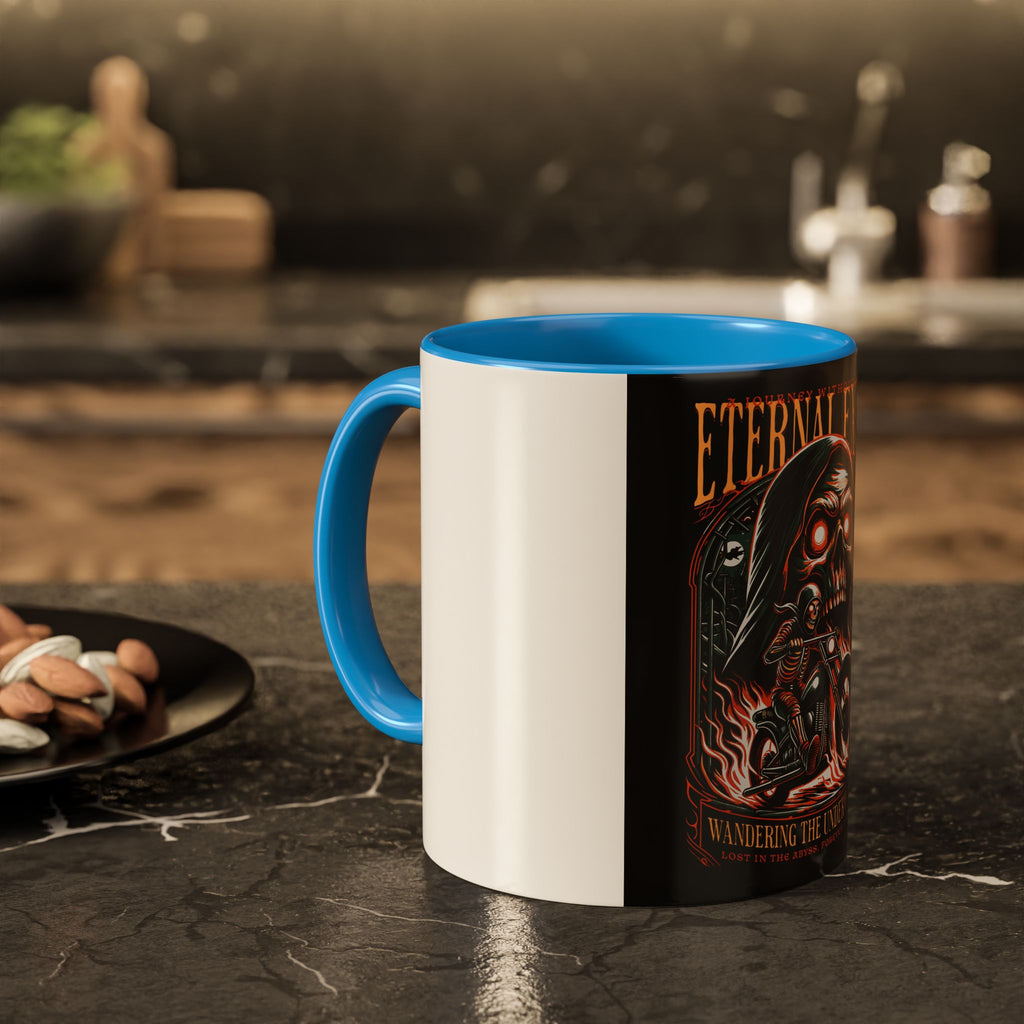 Eternal Exile Skull Biker Mug — Gothic Motorcycle Coffee Cup (11oz/15oz)