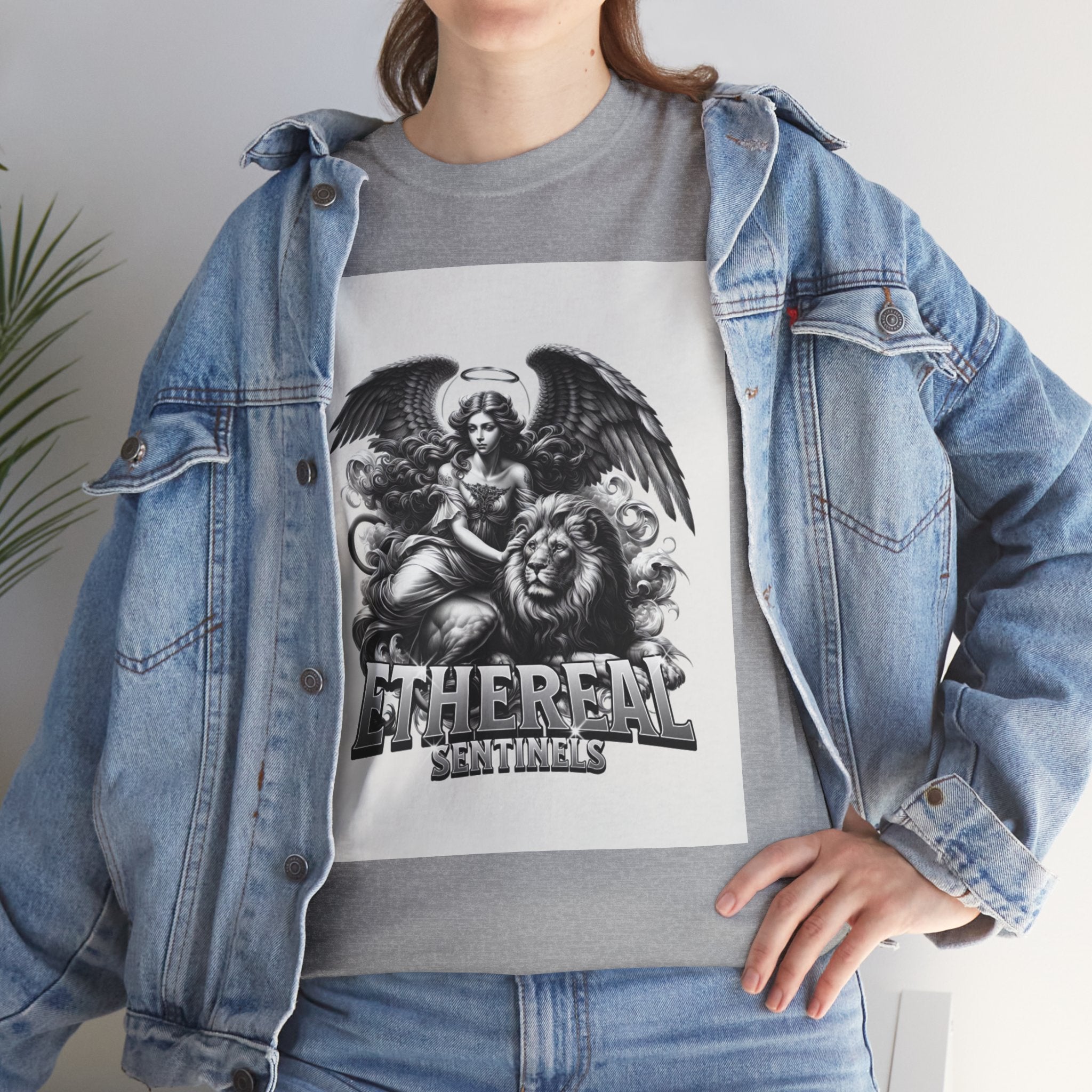 Angel & Lion Graphic Tee — "Ethereal" Vintage Gothic Streetwear