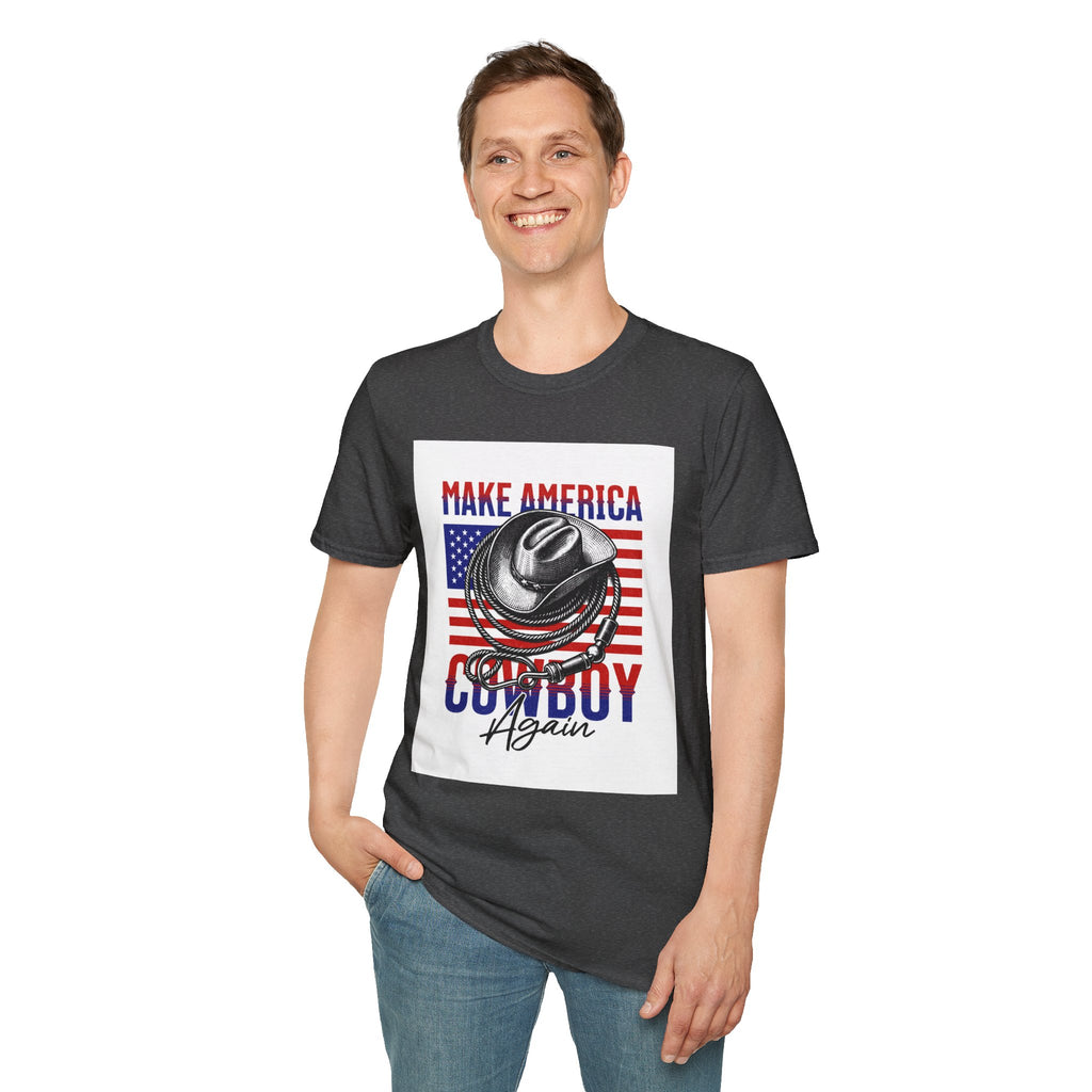 Make America Cowboy Again T-Shirt — Patriotic Western Flag Tee