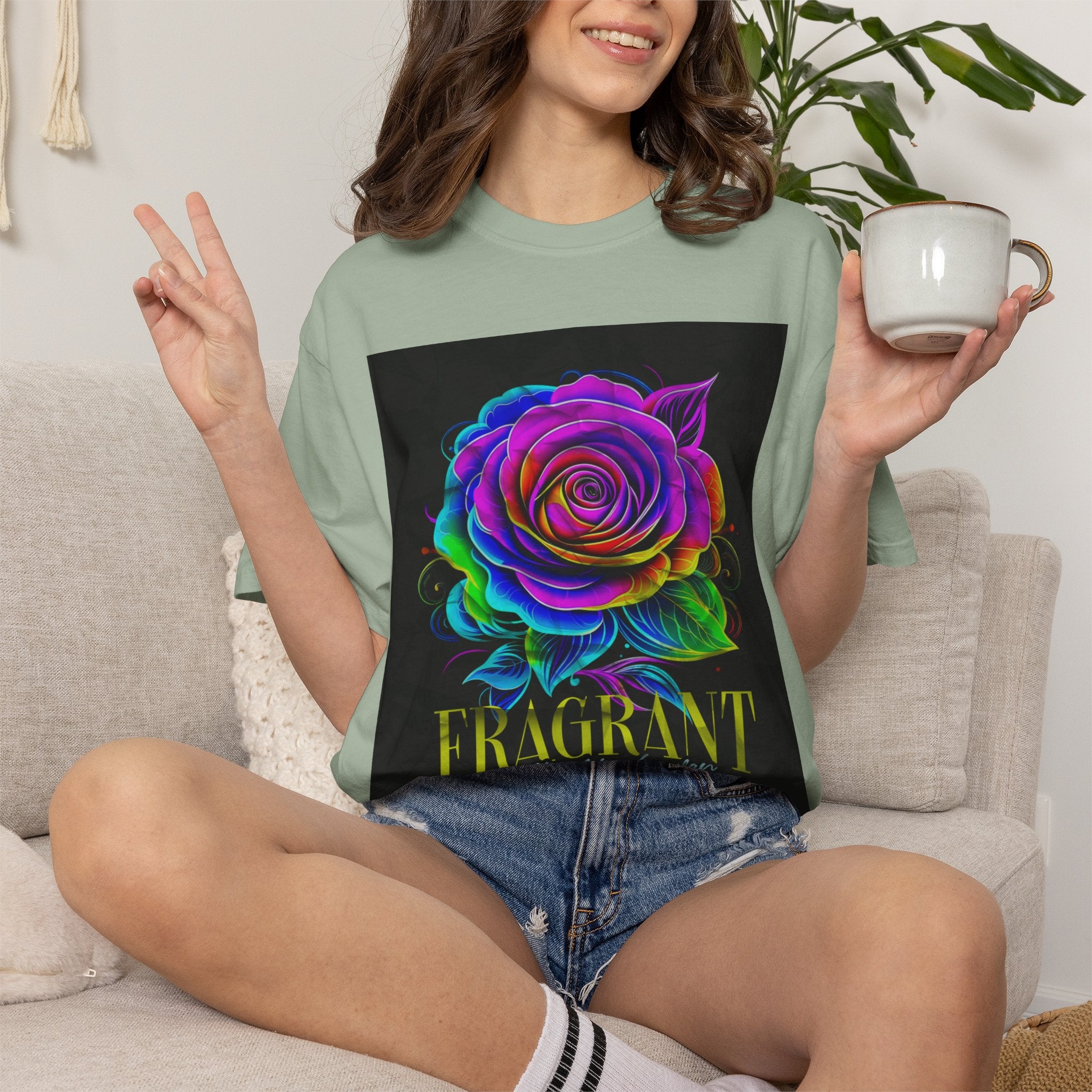 Fragrant Rainbow Rose T-Shirt — Vibrant Floral Graphic Tee