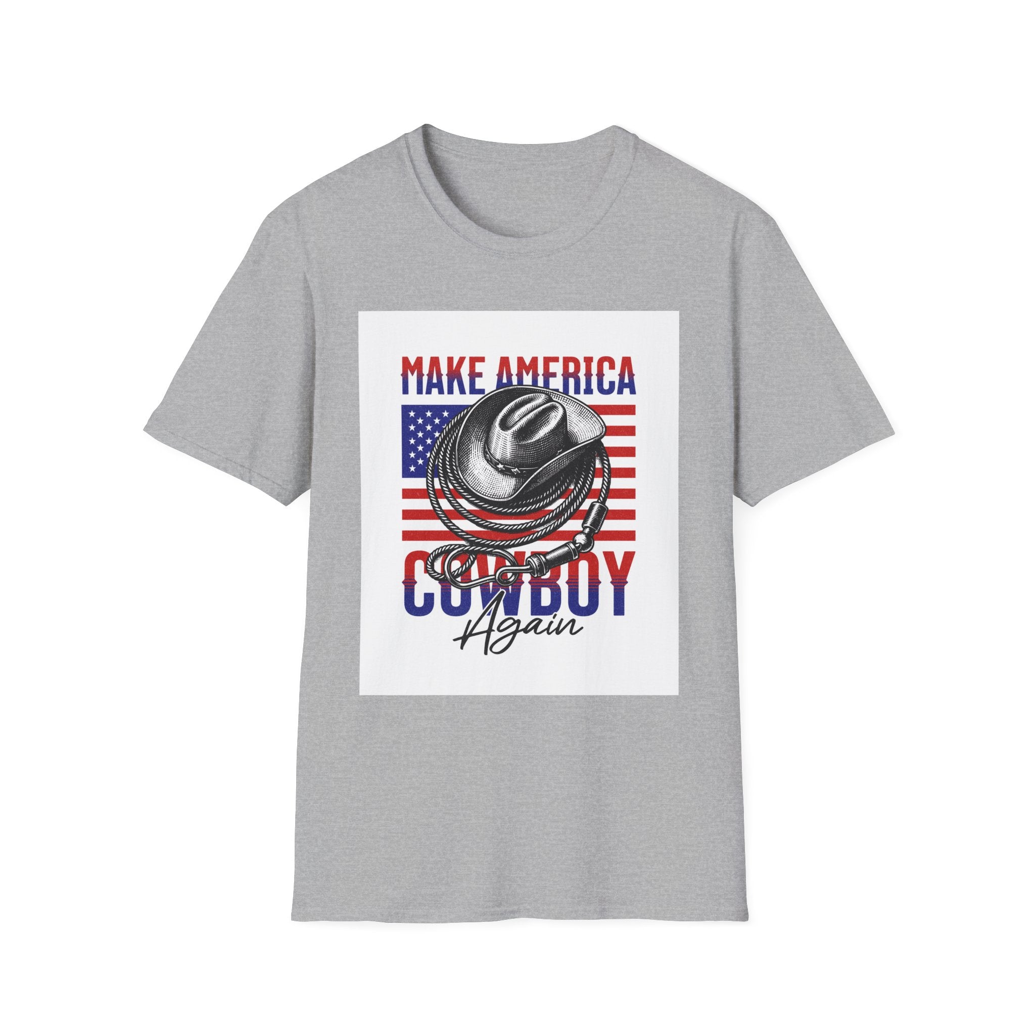 Make America Cowboy Again T-Shirt — Patriotic Western Flag Tee