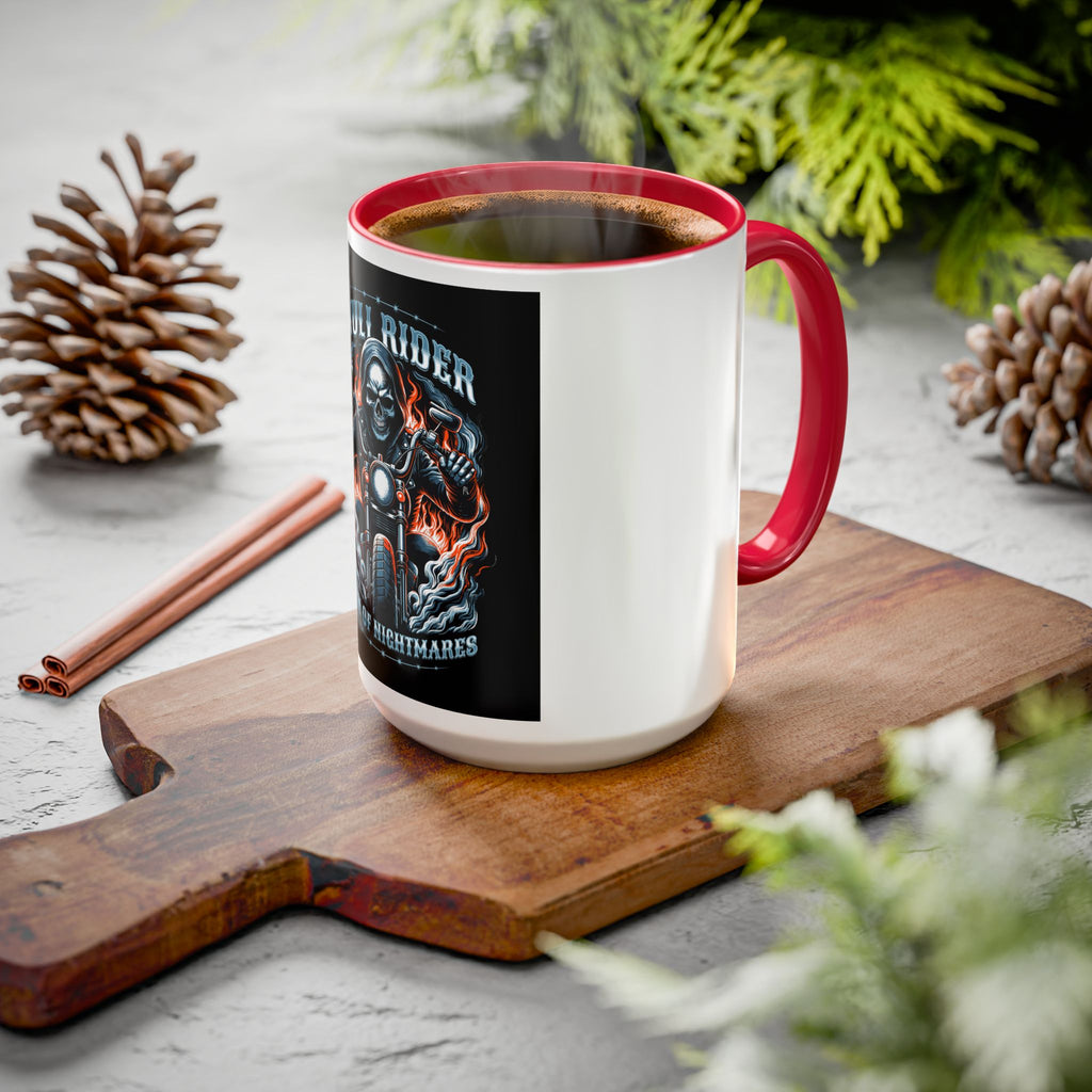 Skull Rider Motorcycle Mug – "Born of Nightmares" Biker Coffee Cup (11oz/15oz)