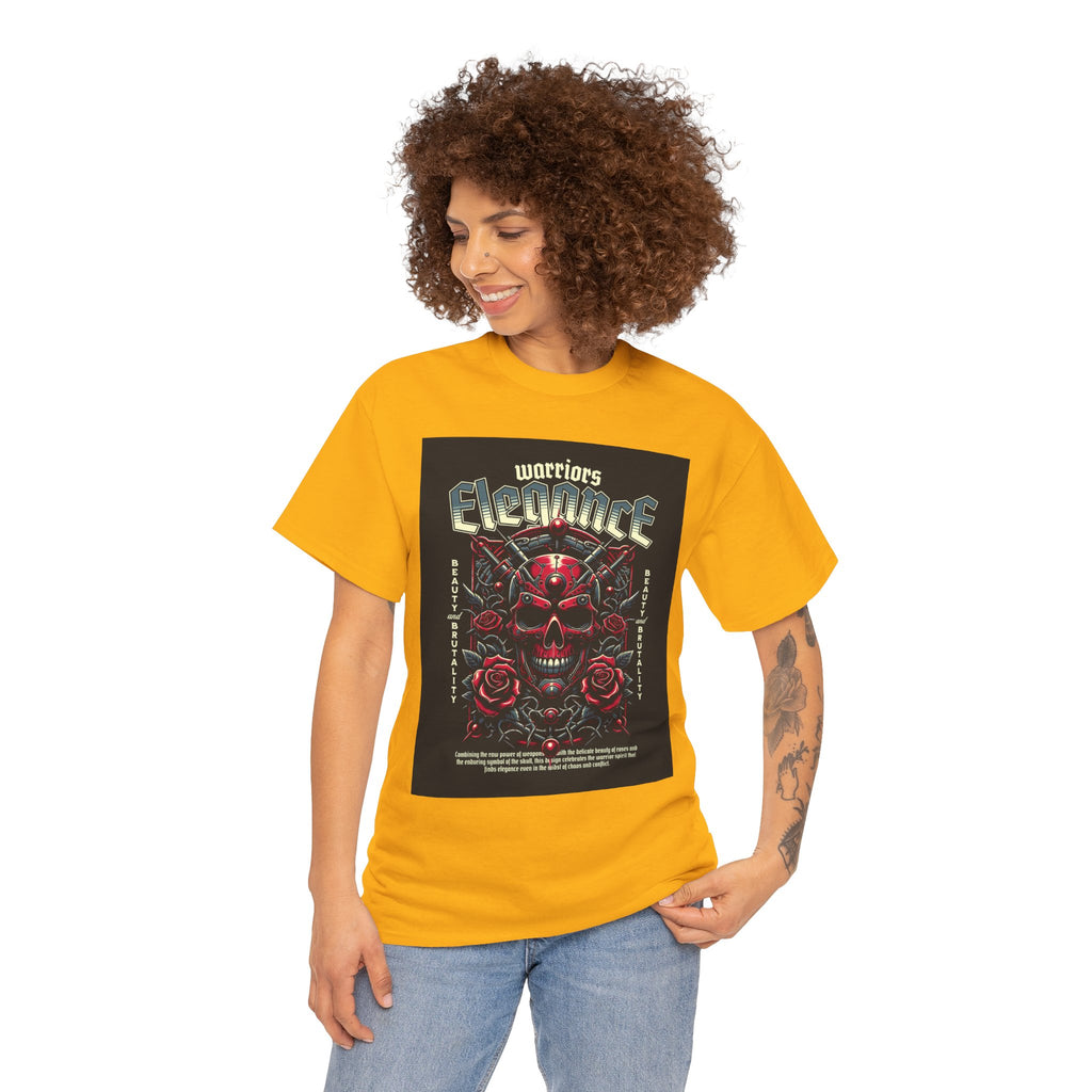 Warriors Electric Skull T‑Shirt — Red Skull & Roses Rock Graphic Tee