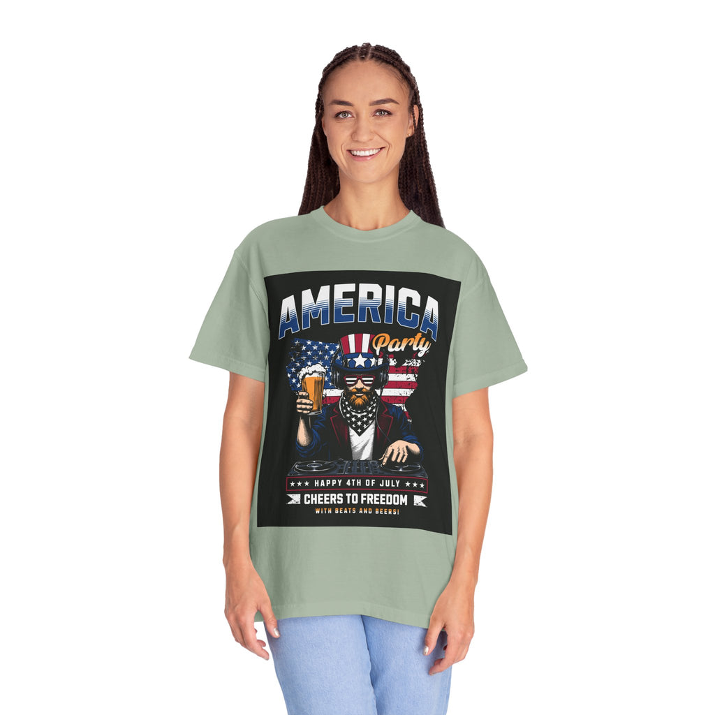 America Party T-Shirt — Cheers to Freedom 4th of July Patriotic Tee
