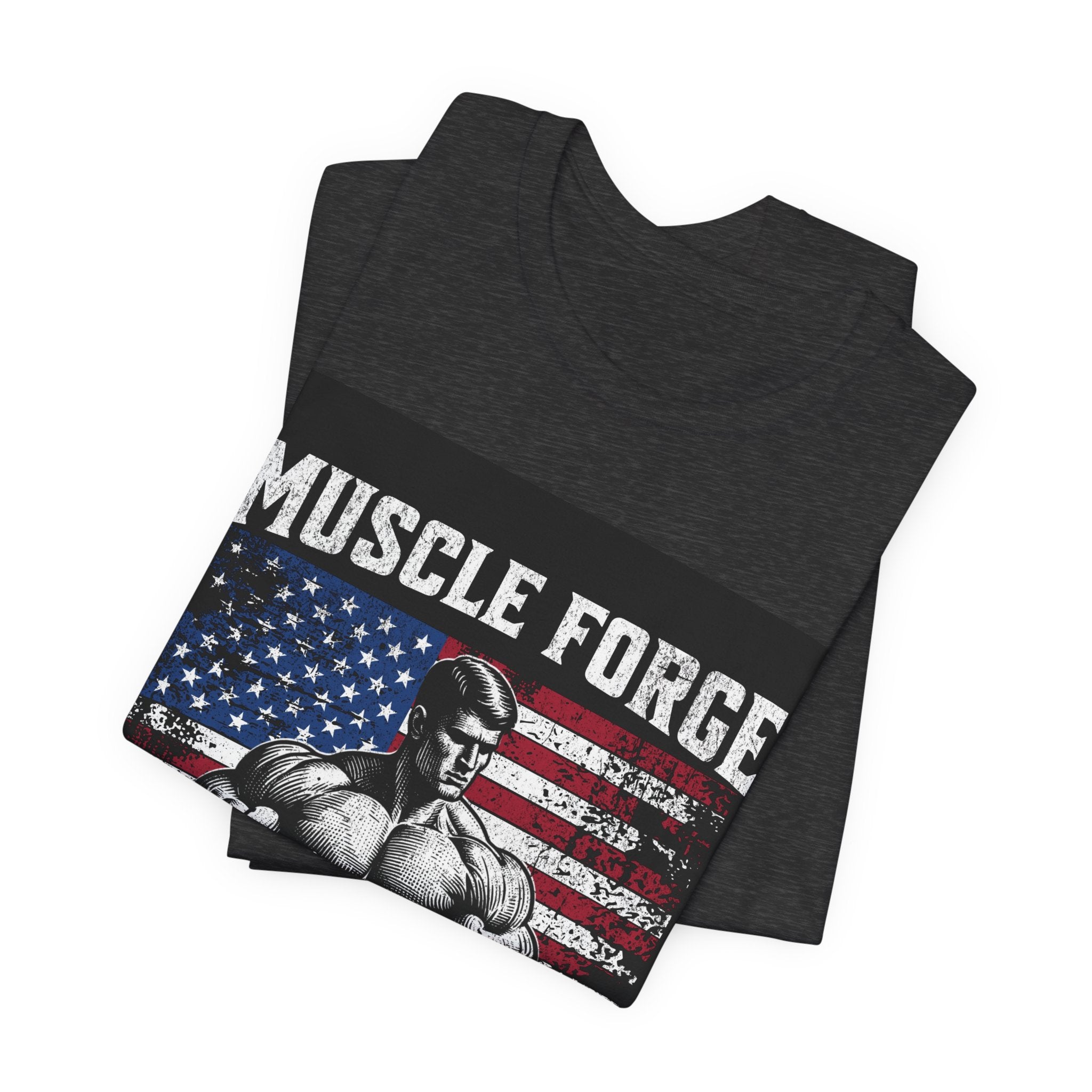 Muscle Forge American Flag Gym Tee — "Sculpt Your Legacy" Fitness T-Shirt