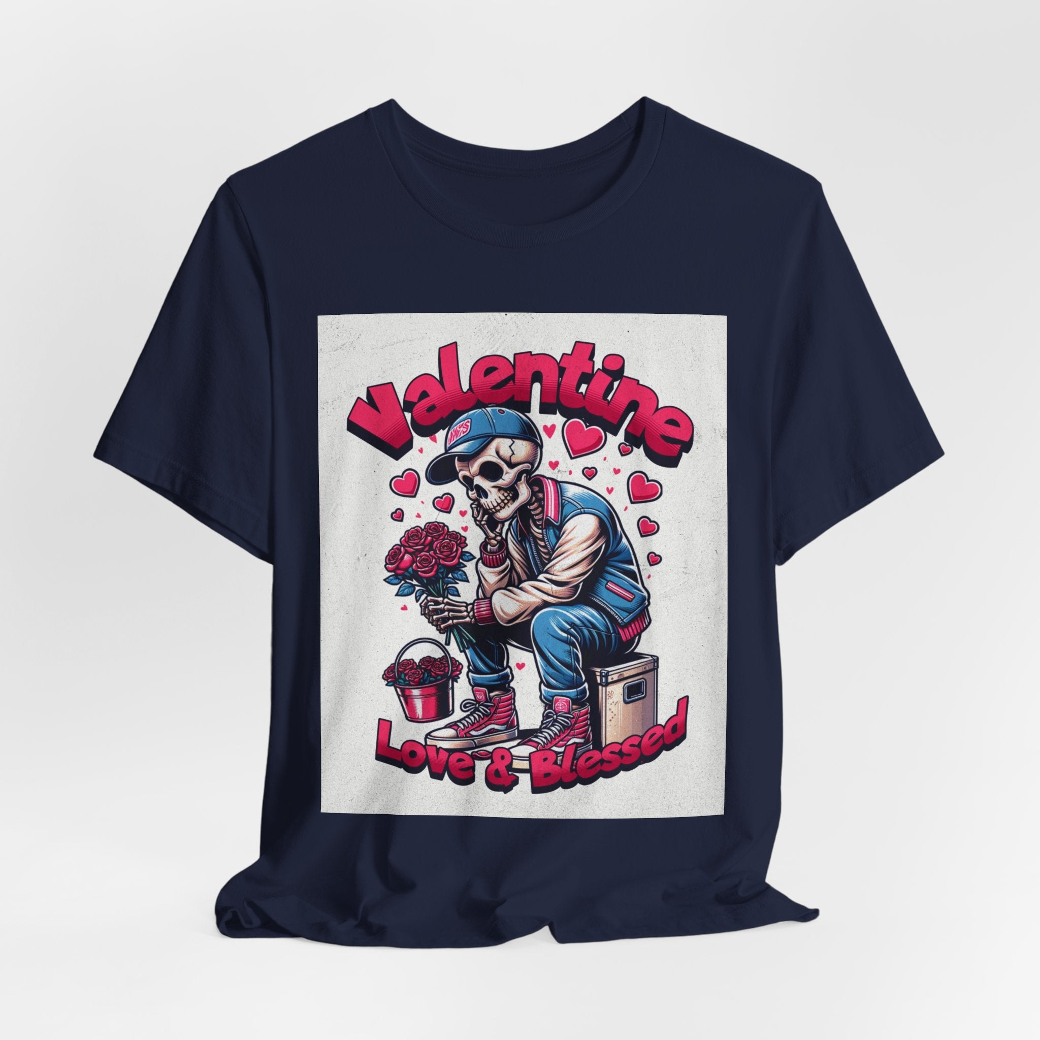 Valentine Skull T-Shirt – "Love & Blessed" Gothic Valentine Tee