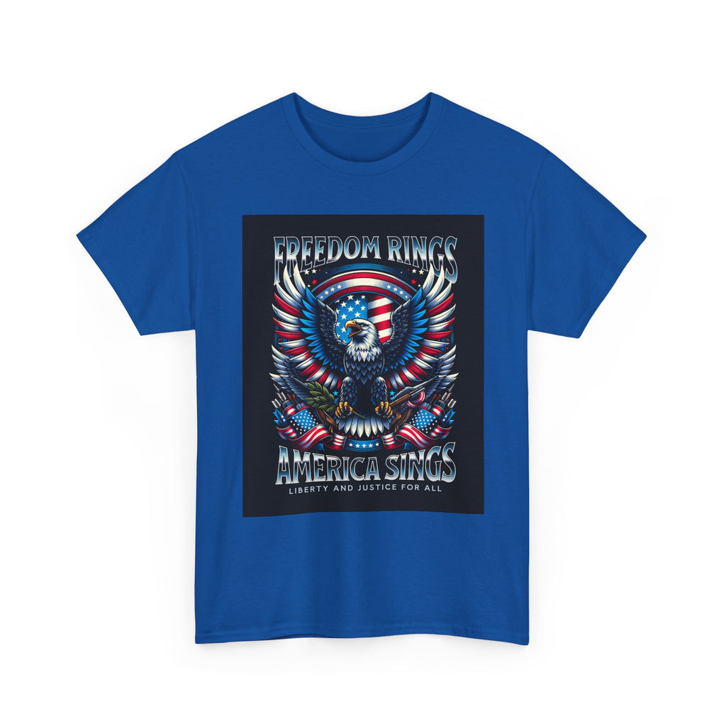 Eagle & American Flag Tee — "Freedom Rings, America Sings" Patriotic T-Shirt