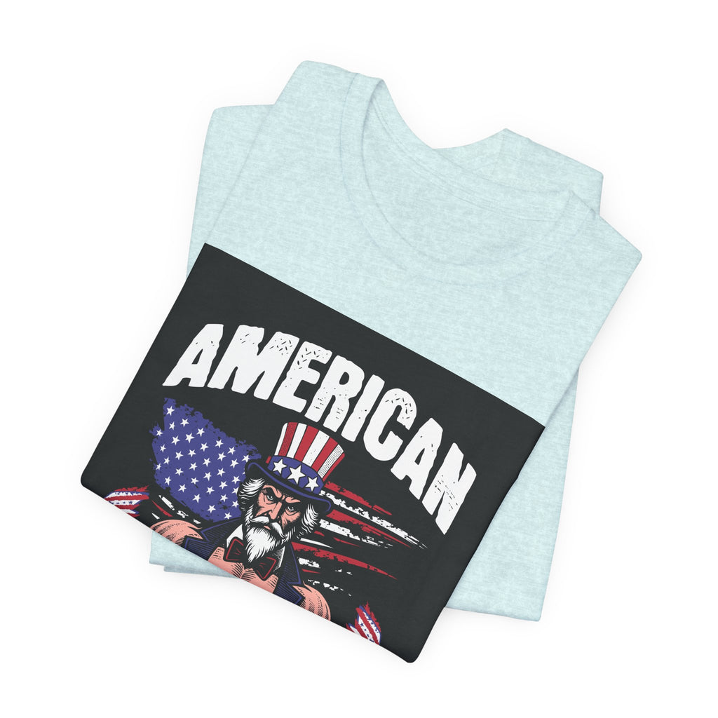 Patriot Power T-Shirt — American Flag Uncle Sam Muscle Graphic Tee
