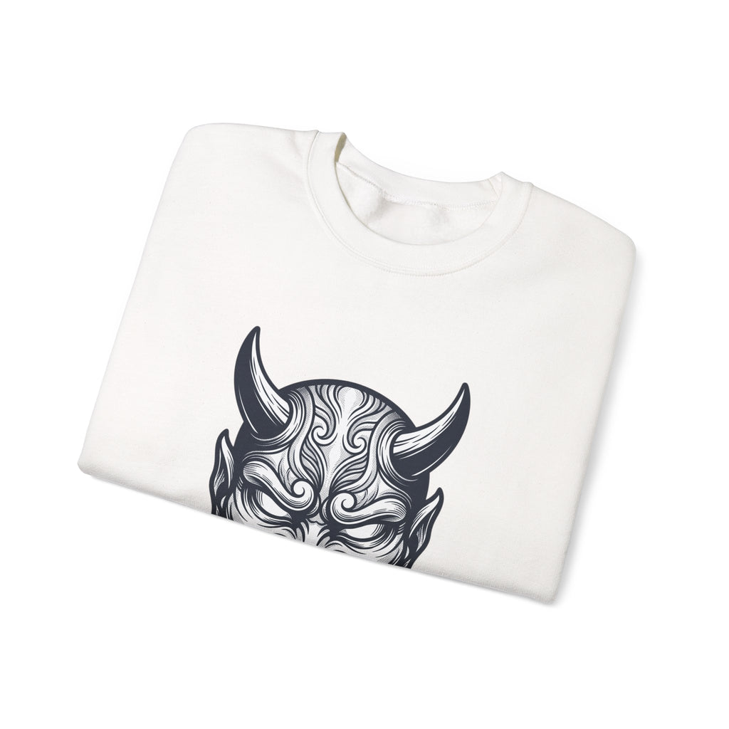 Hannya Mask Crewneck Sweatshirt | Traditional Tattoo-Inspired, Flash-Style