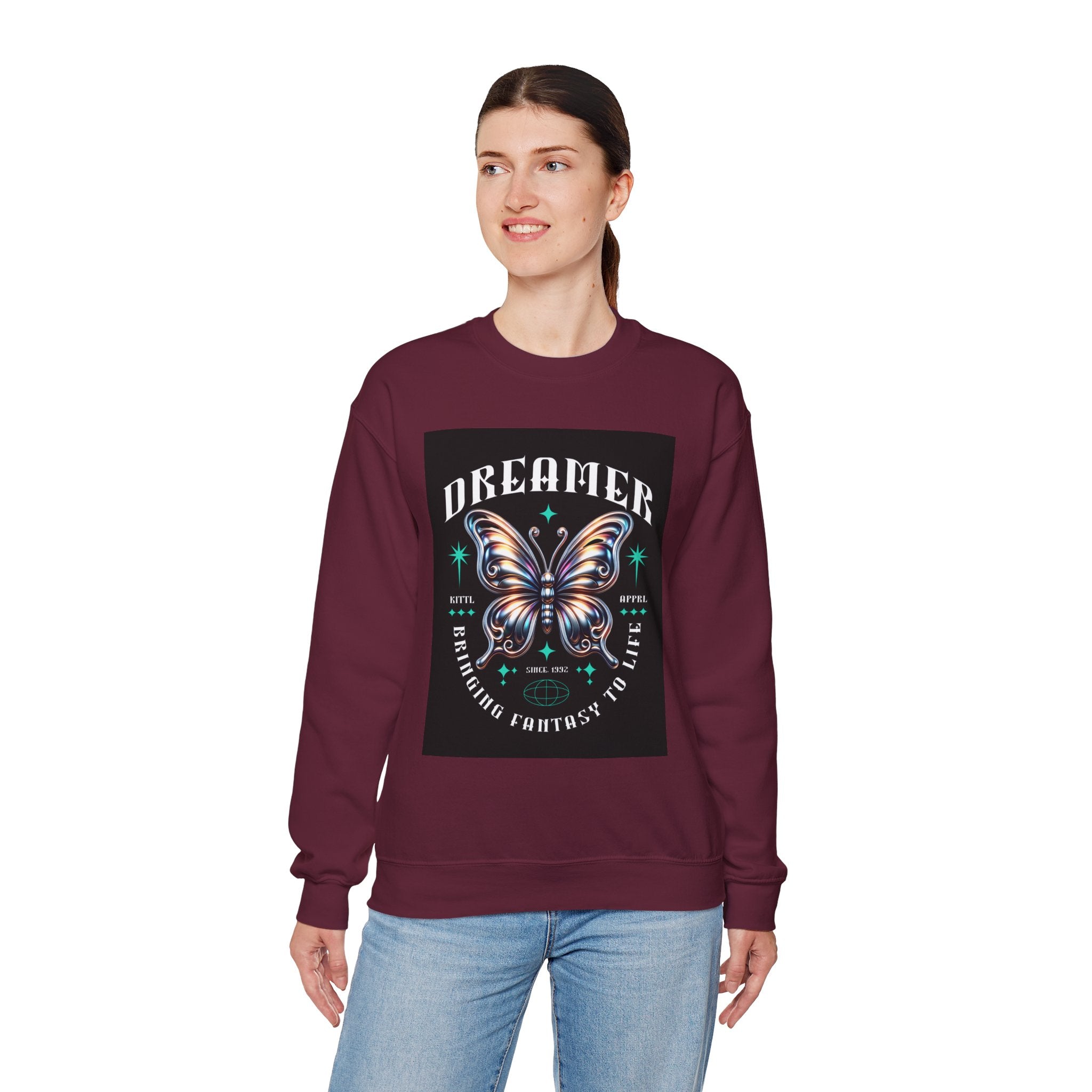 Dreamer Butterfly Crewneck Sweatshirt — Inspiring 'Dreamer' Graphic Pullover