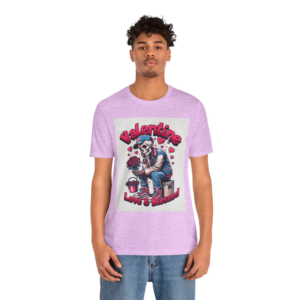 Valentine Skull T-Shirt – "Love & Blessed" Gothic Valentine Tee