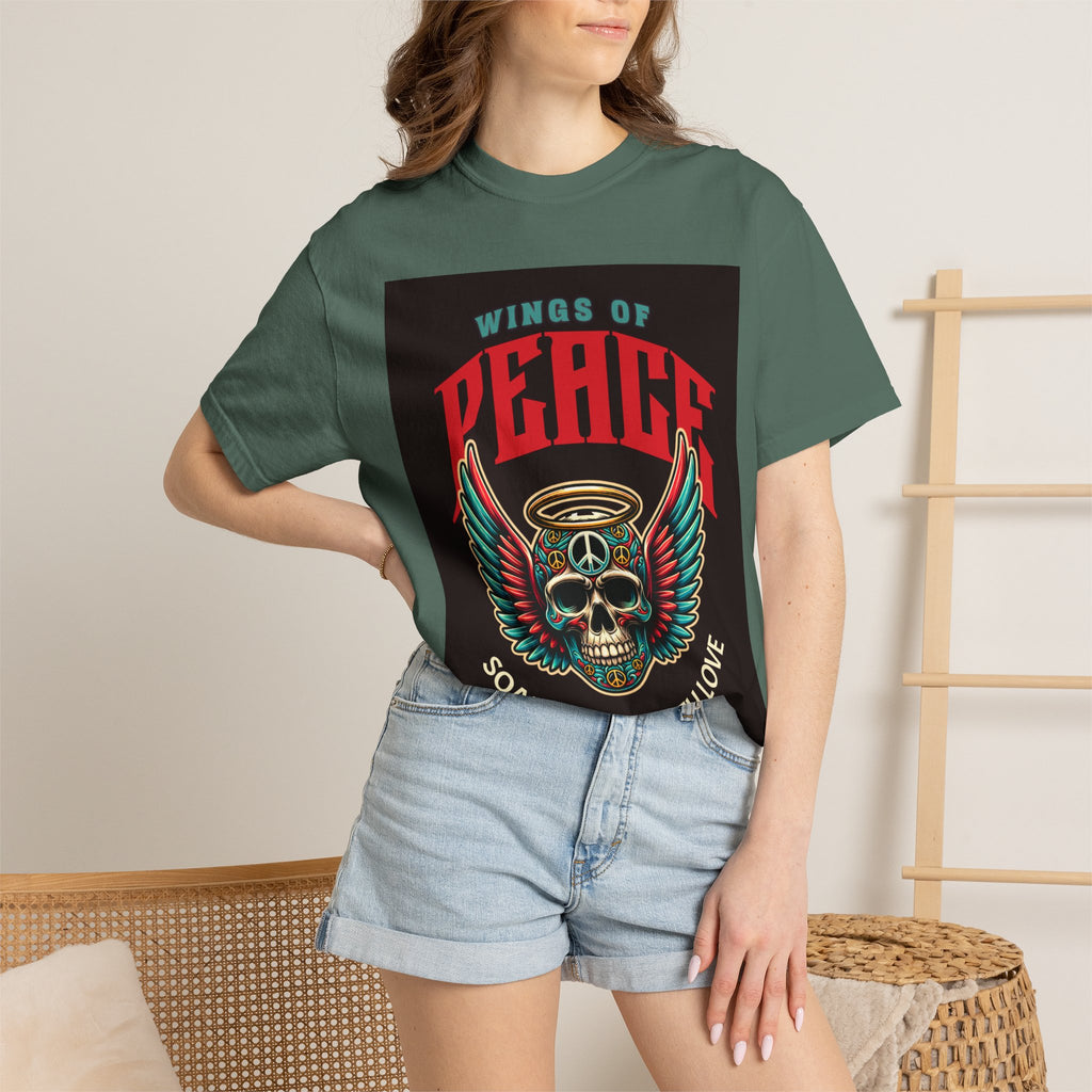 Wings of Peace Skull T-Shirt — "Soar Above With Love" Vintage Graphic Tee