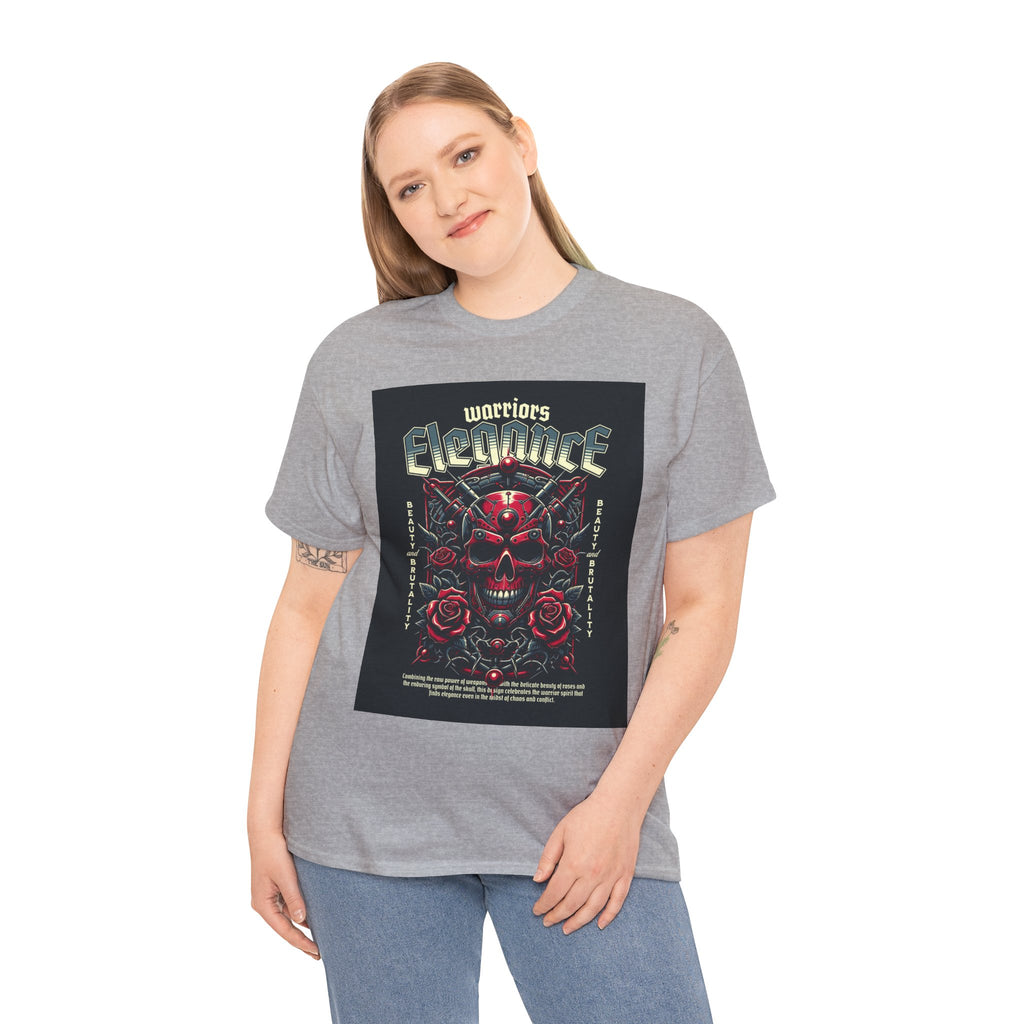 Warriors Electric Skull T‑Shirt — Red Skull & Roses Rock Graphic Tee