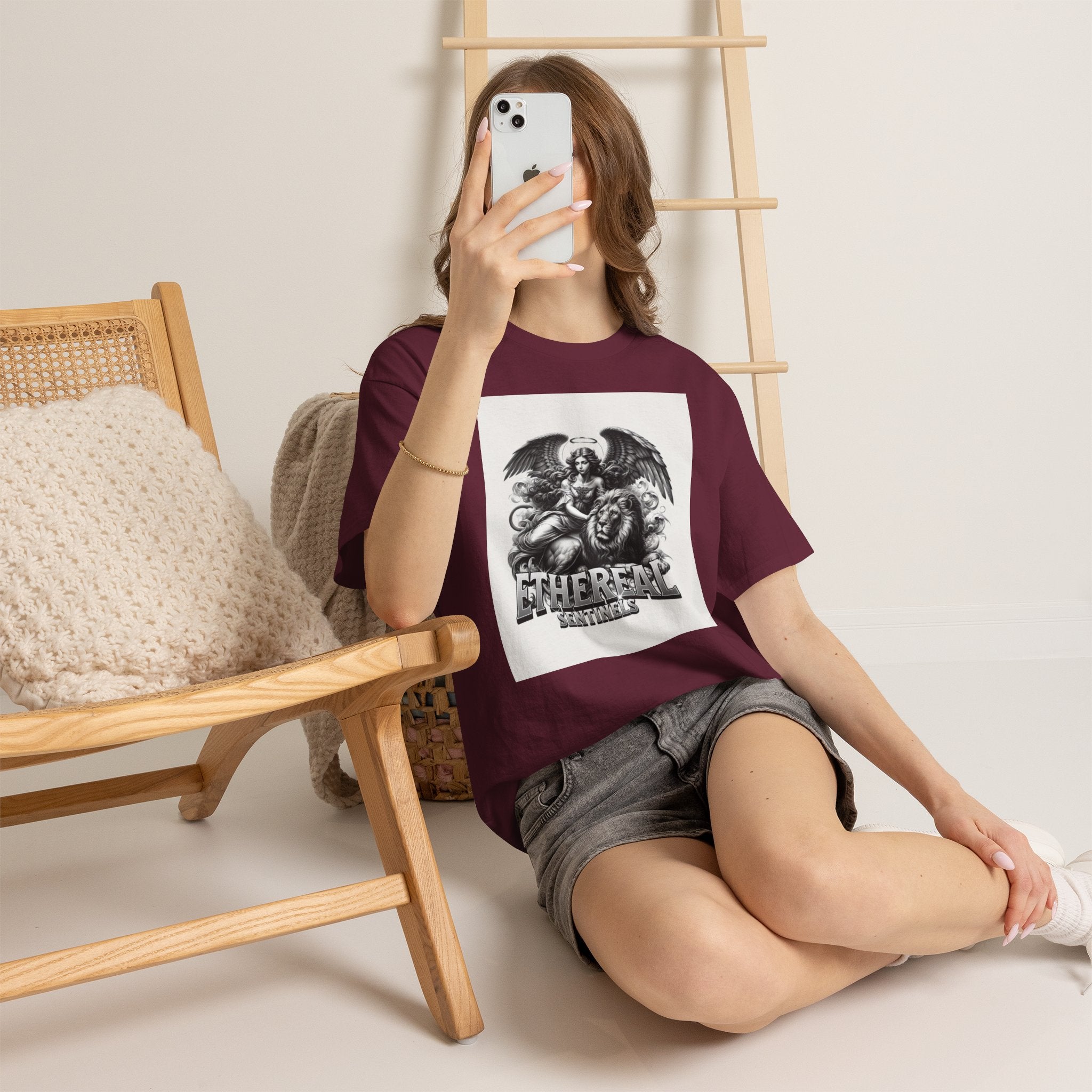 Angel & Lion Graphic Tee — "Ethereal" Vintage Gothic Streetwear