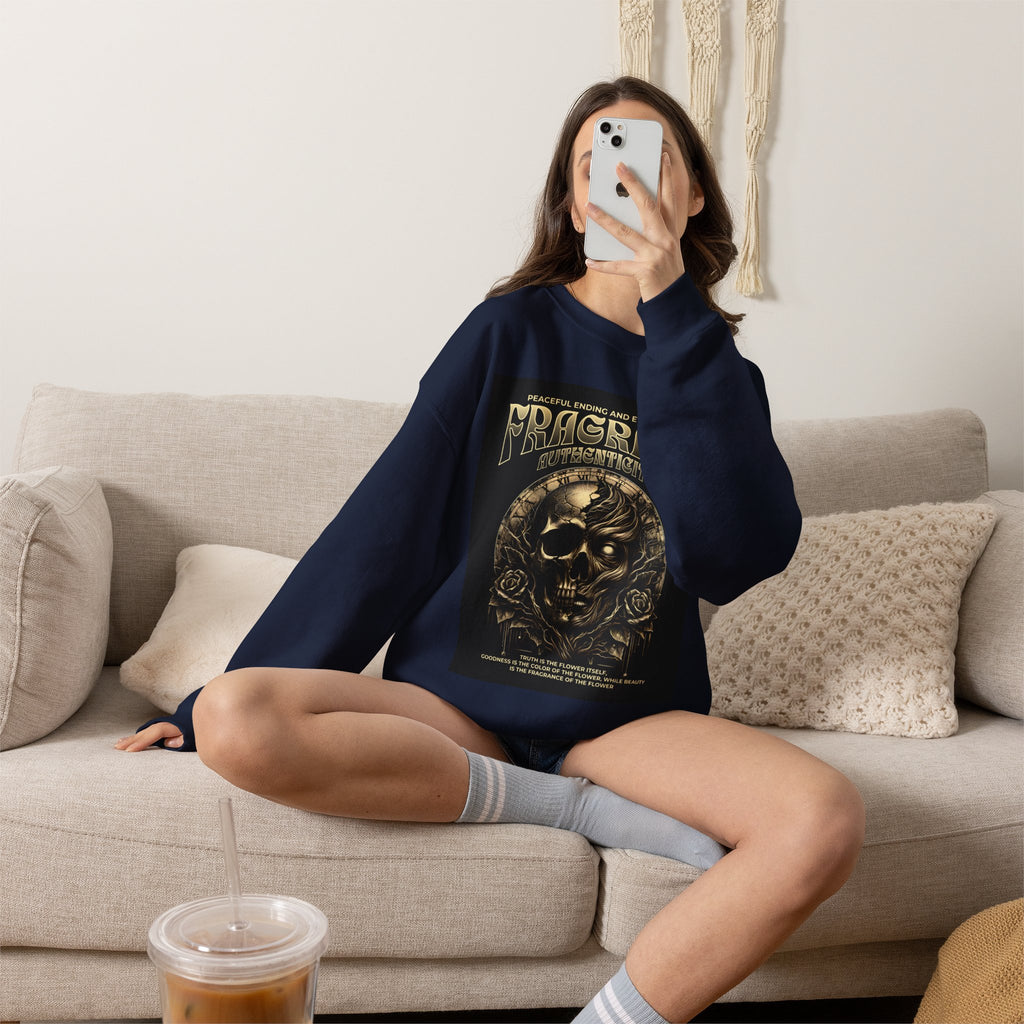 Skull & Roses Crewneck Sweatshirt — “Decrepit” Gothic Graphic