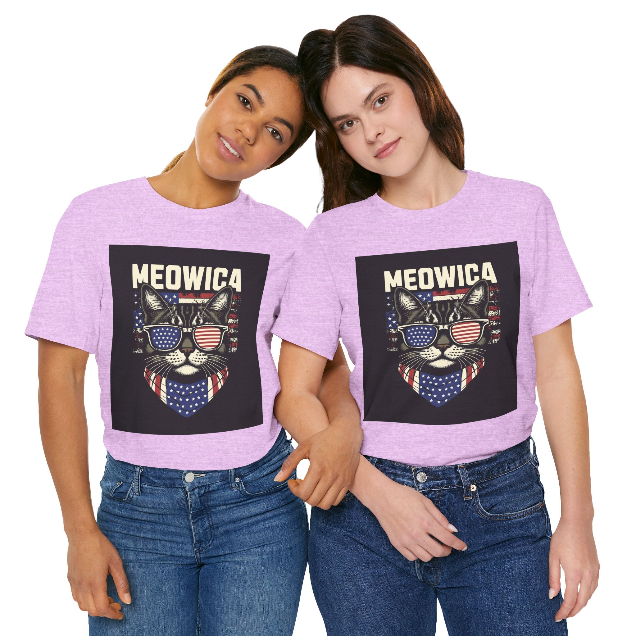 Meowica Cat Tee — Patriotic USA Flag Sunglasses Graphic T-Shirt