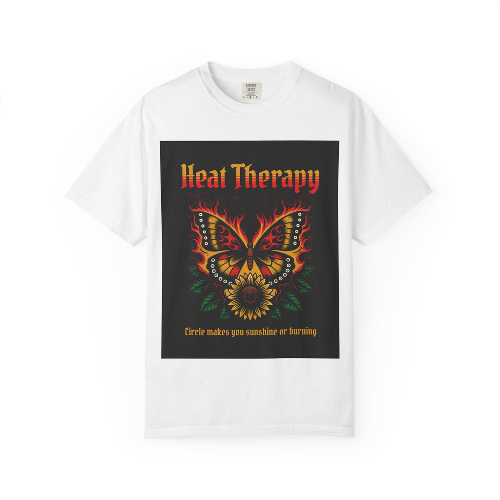 Heat Therapy Butterfly T-Shirt — Retro Floral Sunflower Design