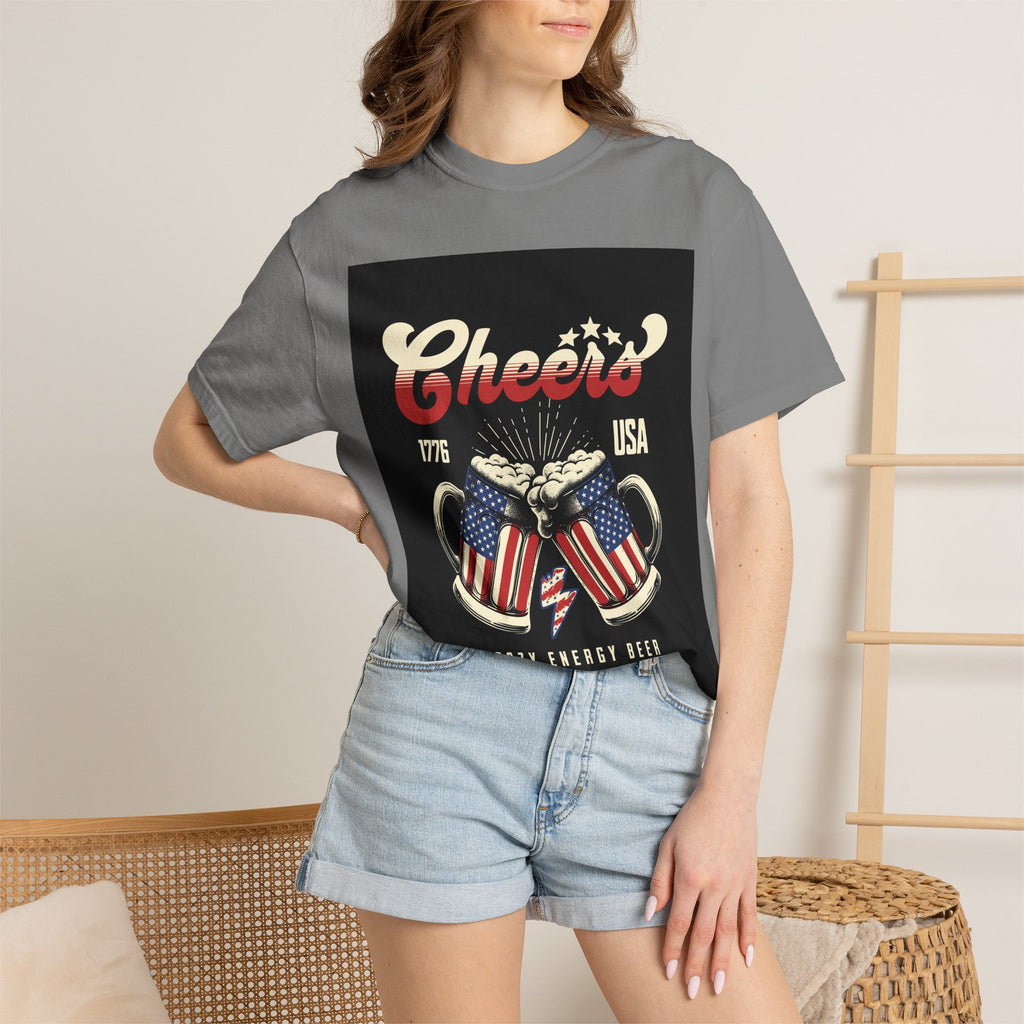 Cheers USA T-Shirt — Patriotic Beer Mugs Graphic Tee (1776)