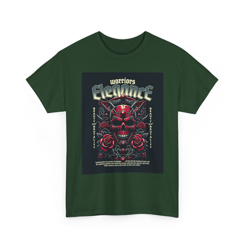 Warriors Electric Skull T‑Shirt — Red Skull & Roses Rock Graphic Tee
