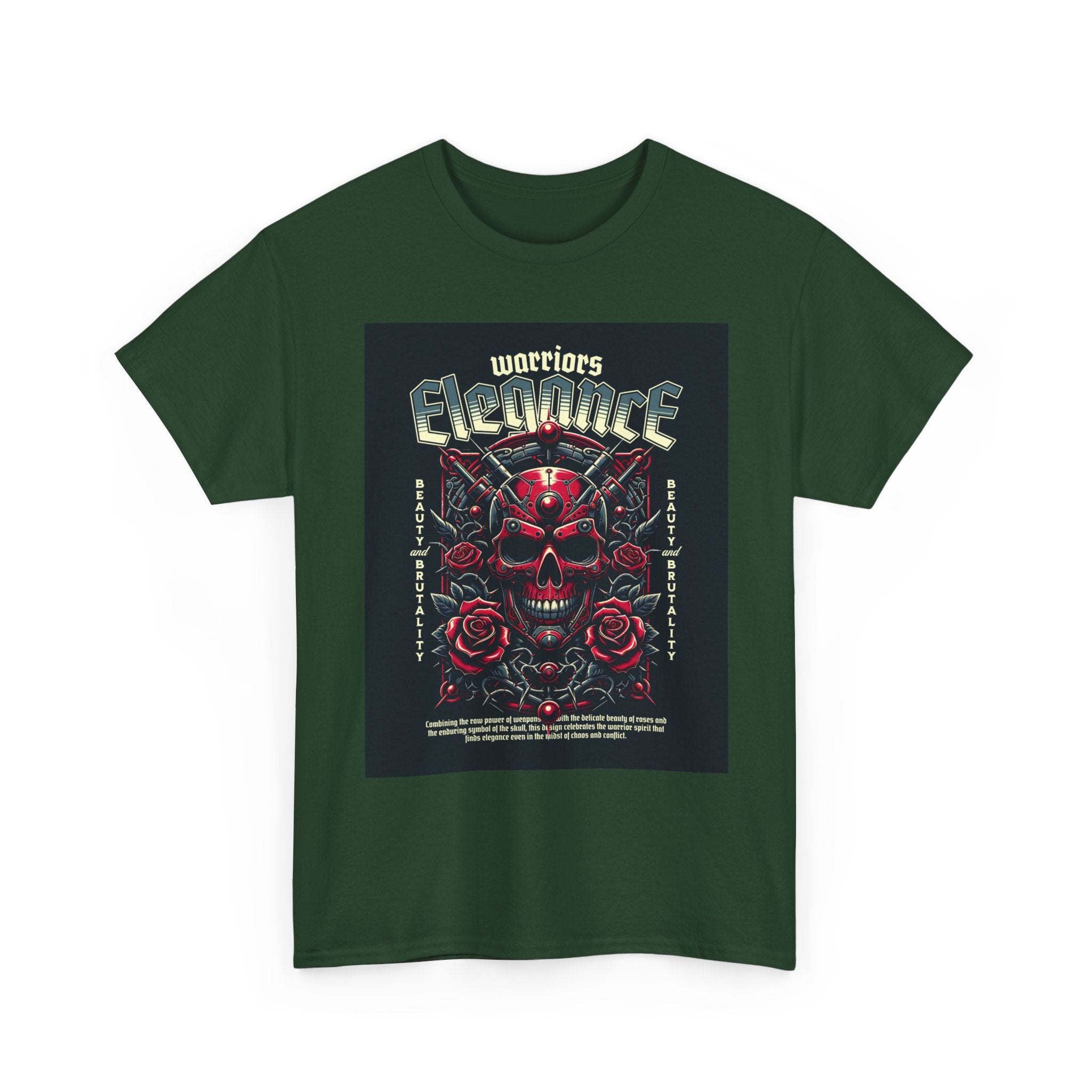 Warriors Electric Skull T‑Shirt — Red Skull & Roses Rock Graphic Tee