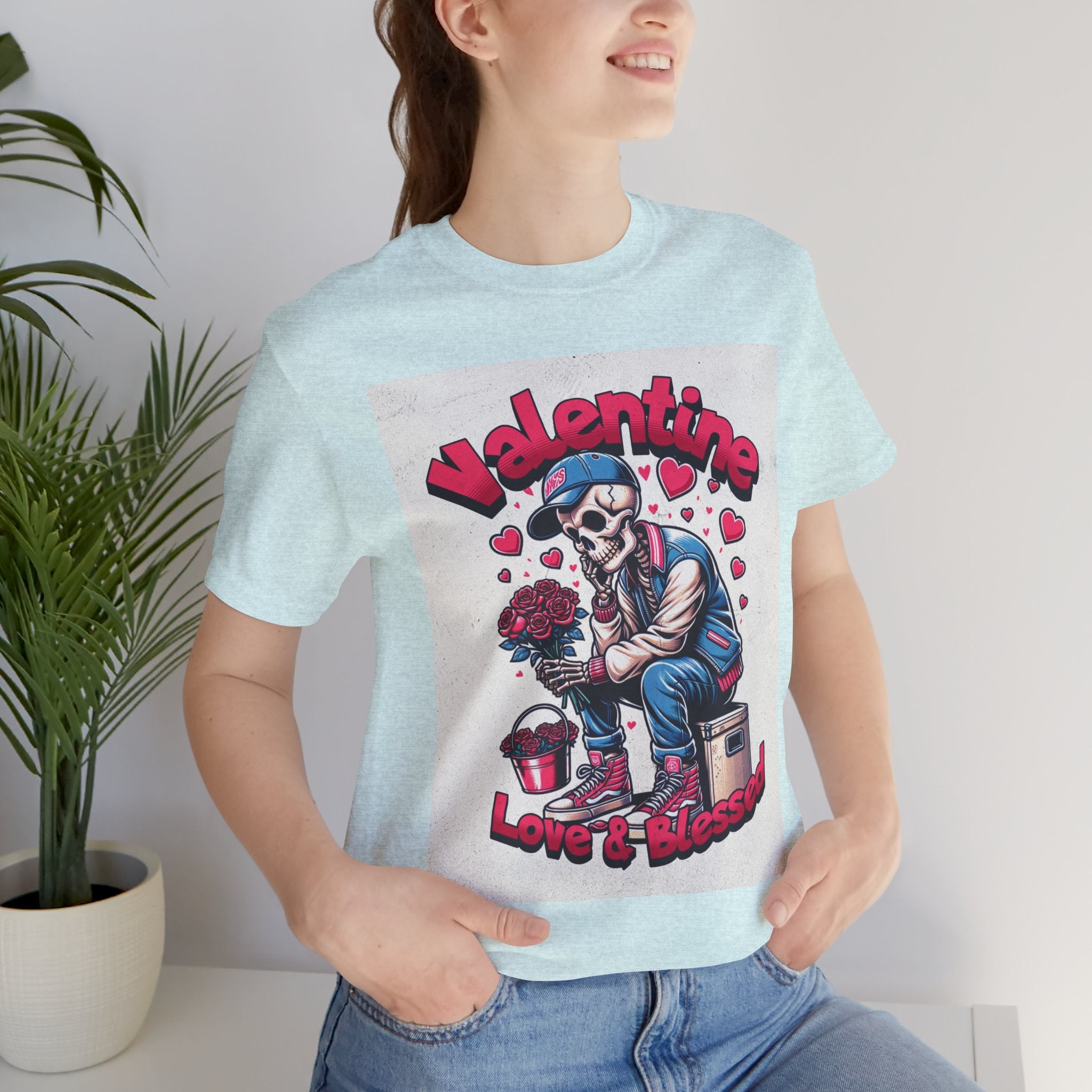 Valentine Skull T-Shirt – "Love & Blessed" Gothic Valentine Tee