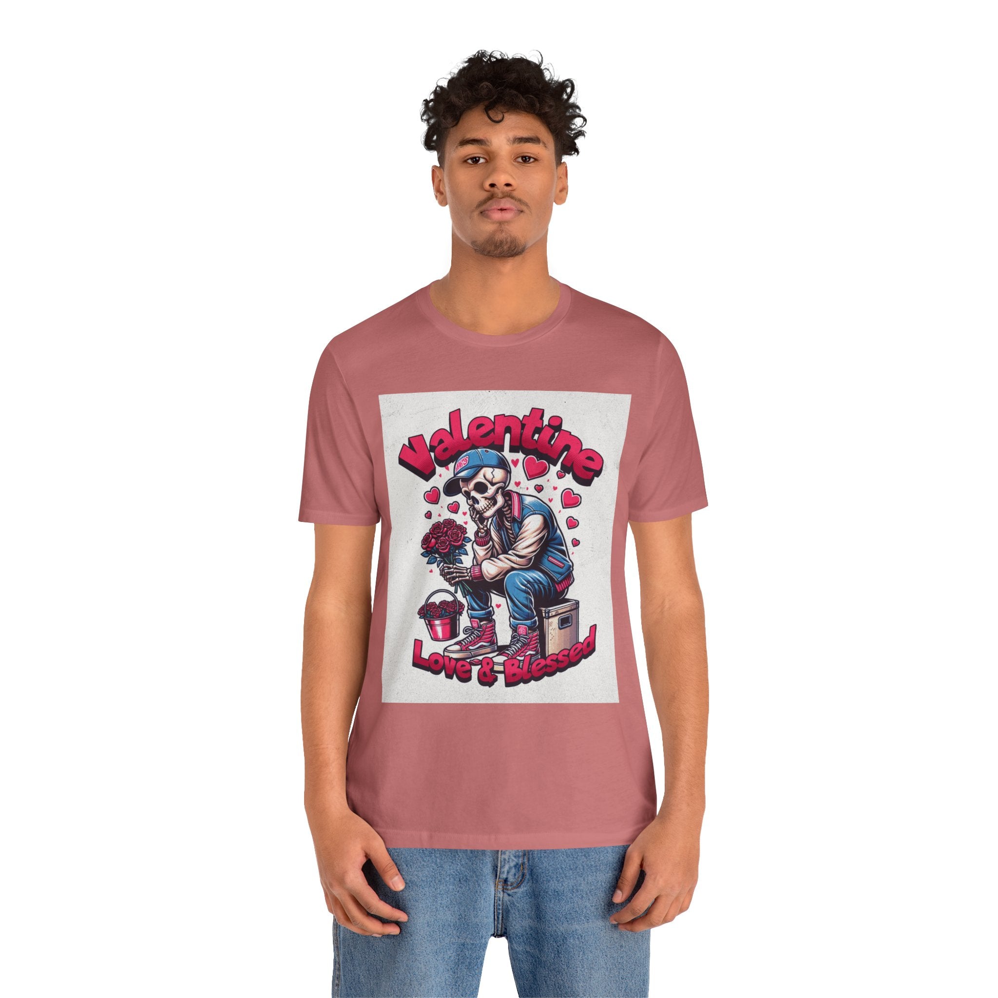 Valentine Skull T-Shirt – "Love & Blessed" Gothic Valentine Tee