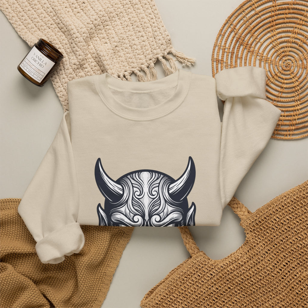 Hannya Mask Crewneck Sweatshirt | Traditional Tattoo-Inspired, Flash-Style
