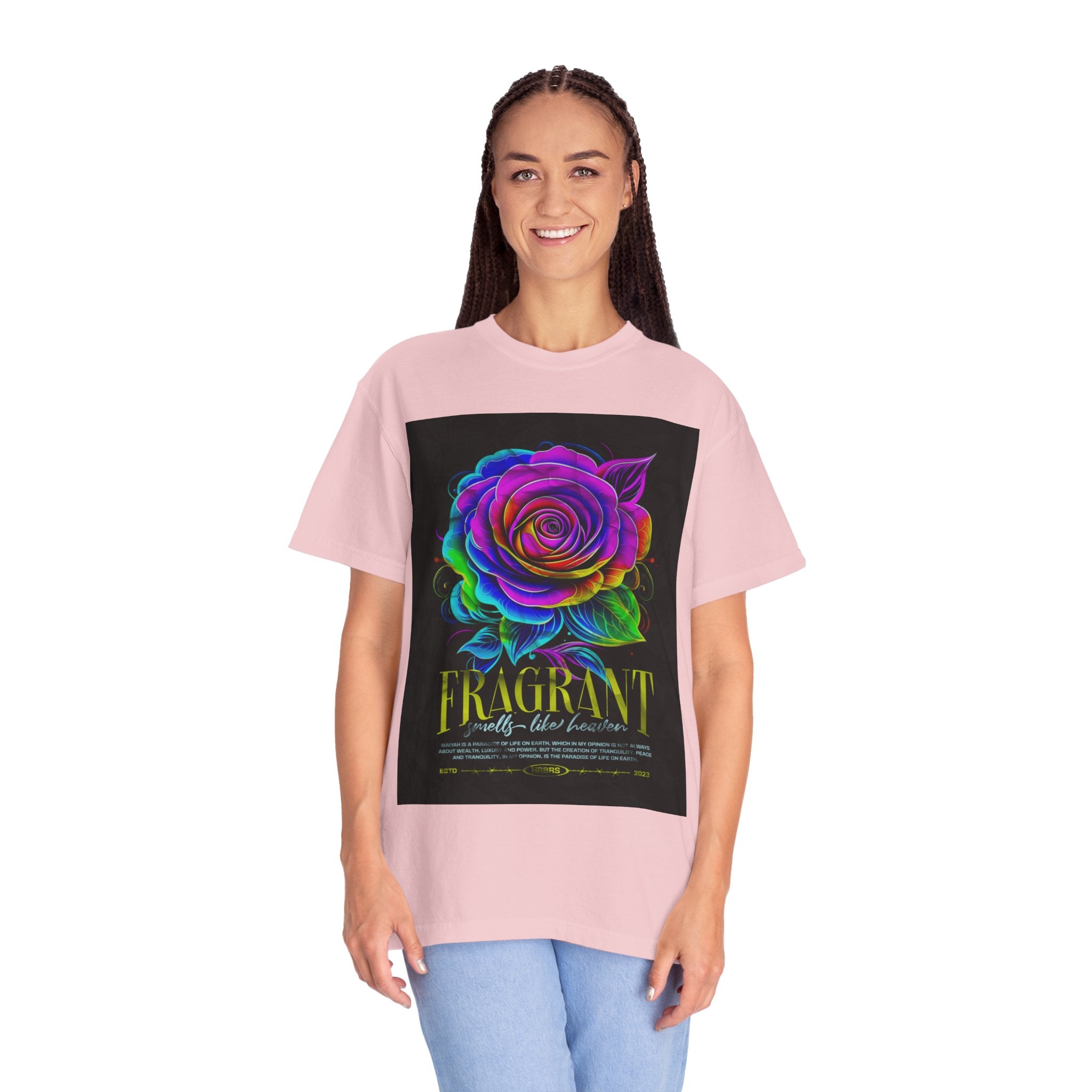 Fragrant Rainbow Rose T-Shirt — Vibrant Floral Graphic Tee