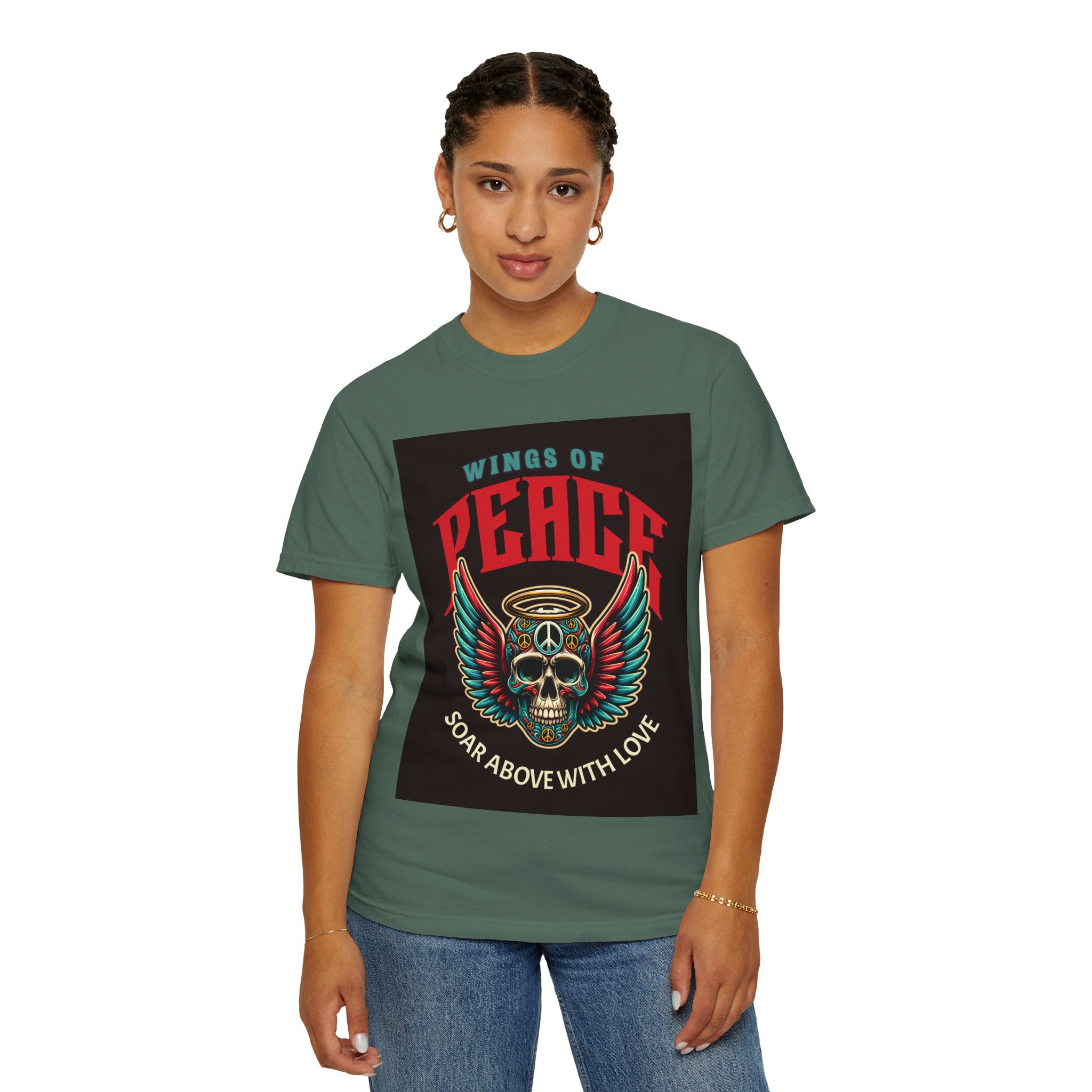 Wings of Peace Skull T-Shirt — "Soar Above With Love" Vintage Graphic Tee