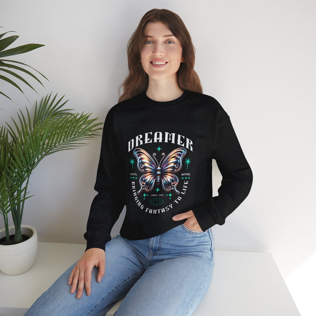 Dreamer Butterfly Crewneck Sweatshirt — Inspiring 'Dreamer' Graphic Pullover