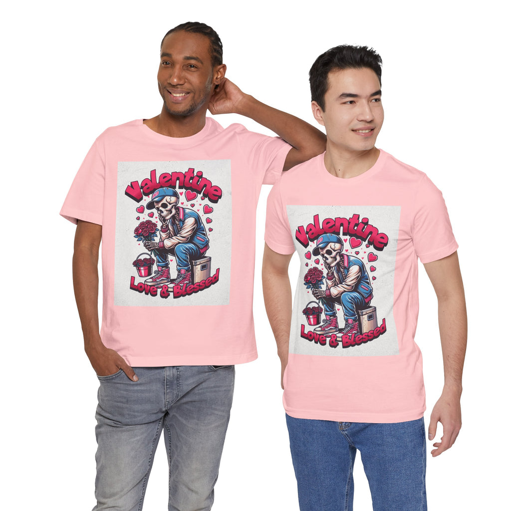 Valentine Skull T-Shirt – "Love & Blessed" Gothic Valentine Tee