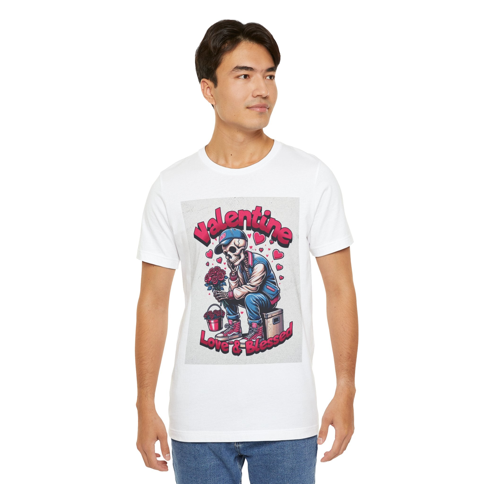 Valentine Skull T-Shirt – "Love & Blessed" Gothic Valentine Tee
