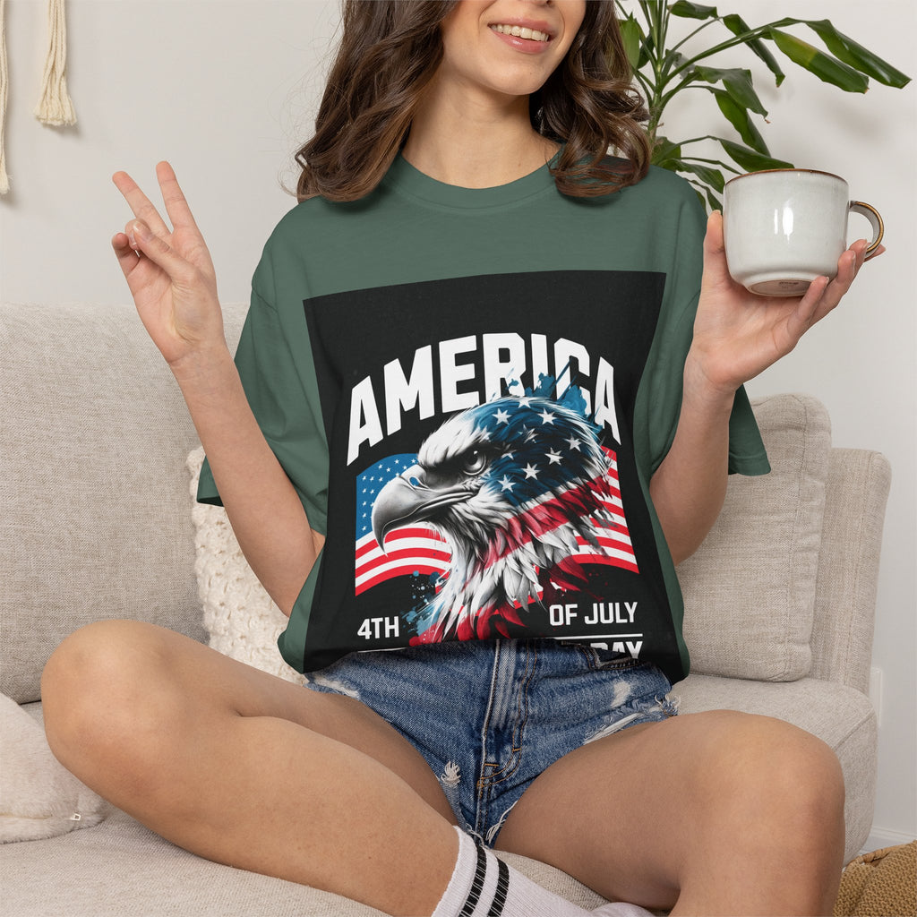 Independence Day T-shirt — 'America' Eagle Flag 4th of July Tee