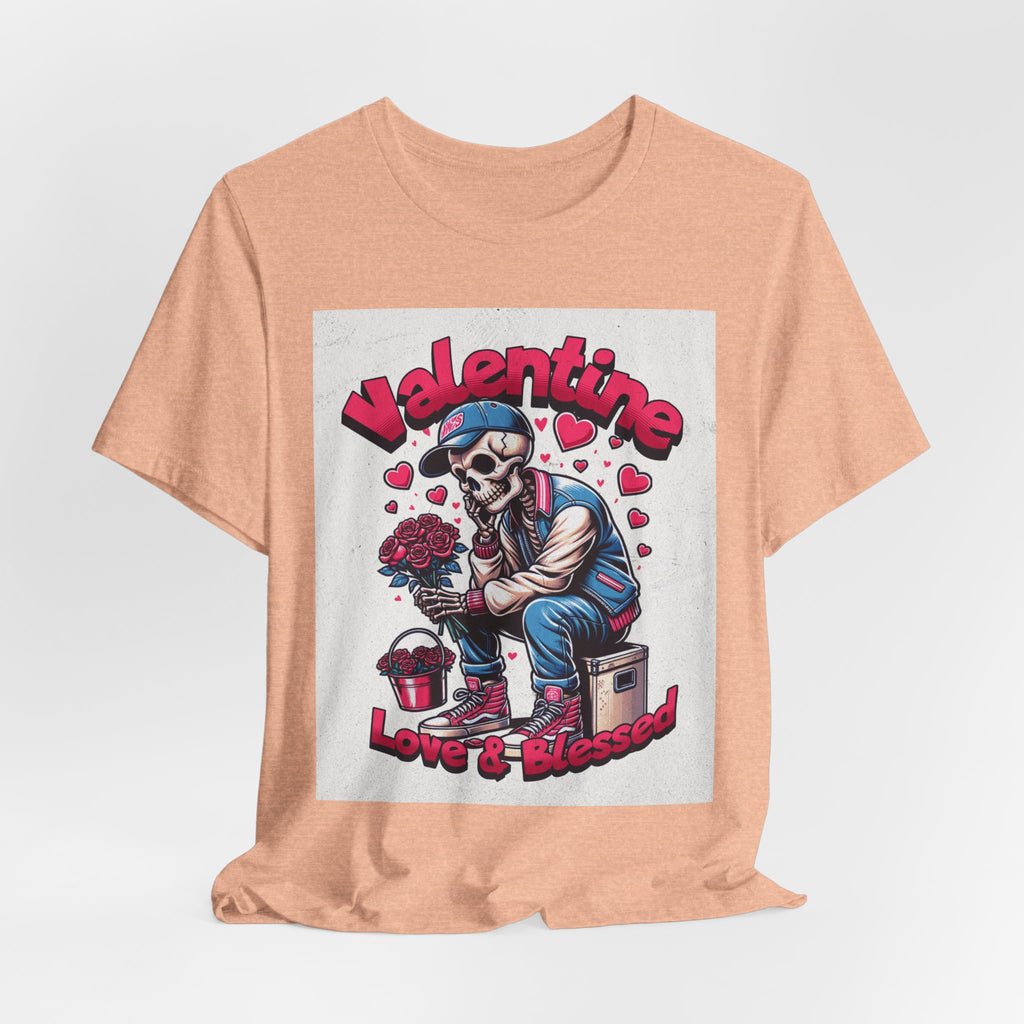 Valentine Skull T-Shirt – "Love & Blessed" Gothic Valentine Tee