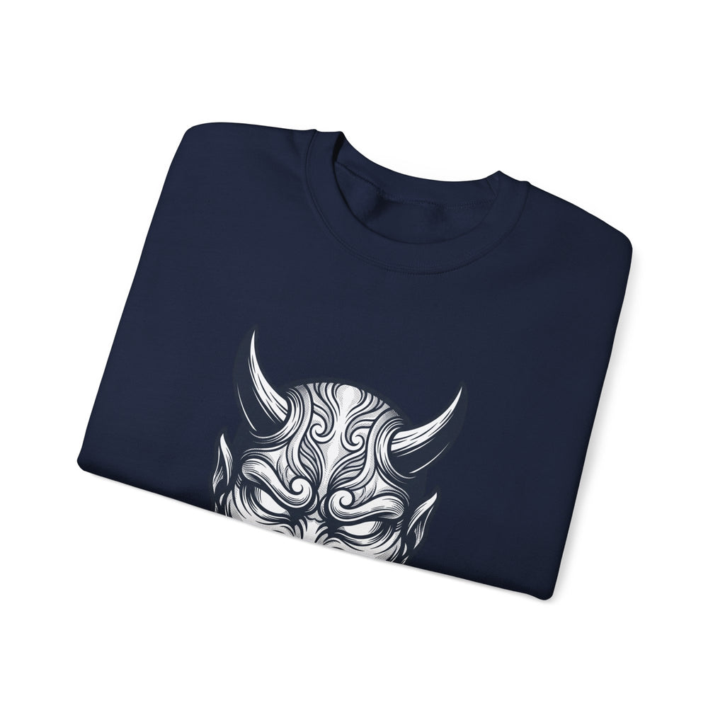 Hannya Mask Crewneck Sweatshirt | Traditional Tattoo-Inspired, Flash-Style